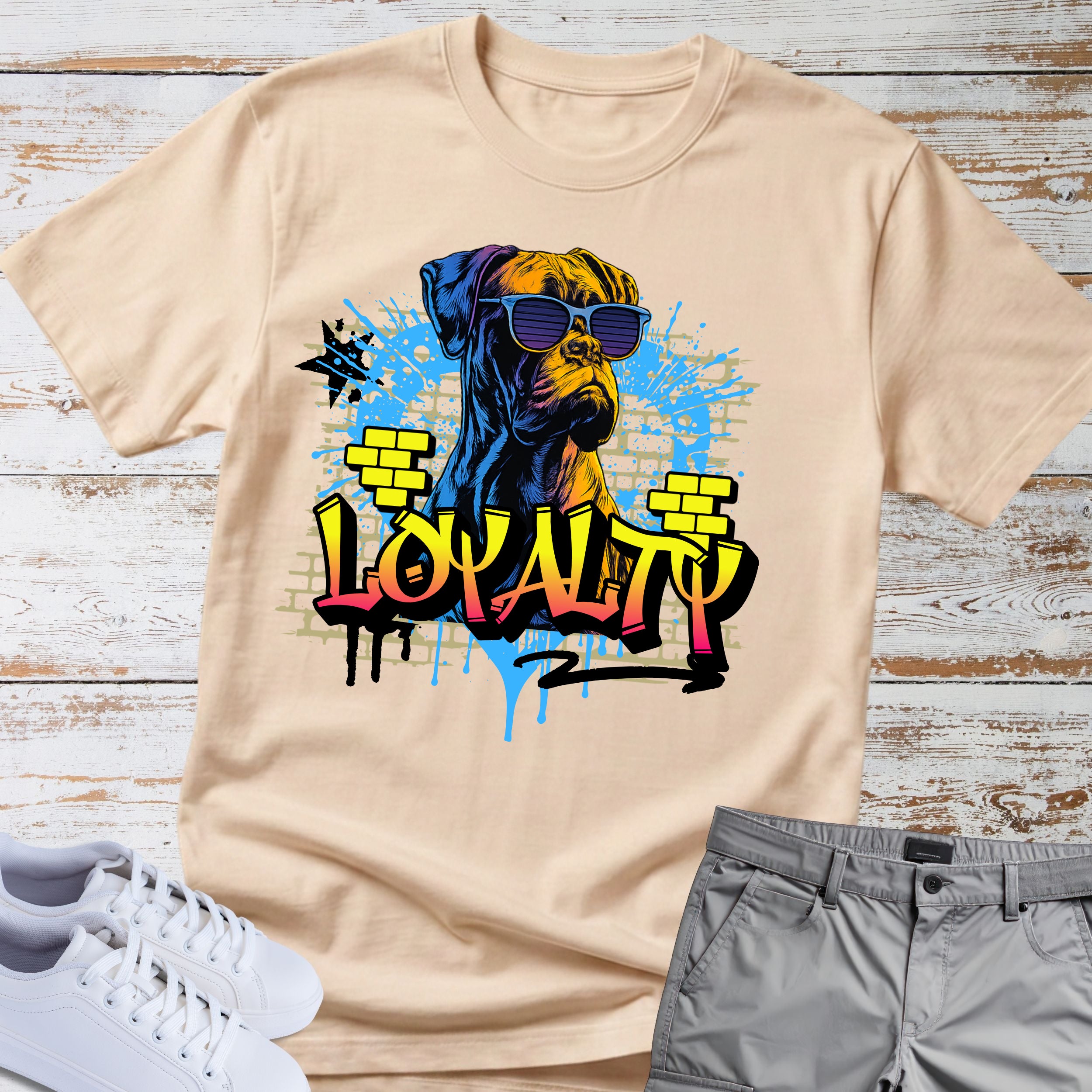 Loyalty Boxer Dog T-Shirt, Cool Boxer Wearing Sunglasses Tee, Street Art Dog Shirt, Boxer Lover Gift, Funny Boxer Dog Apparel