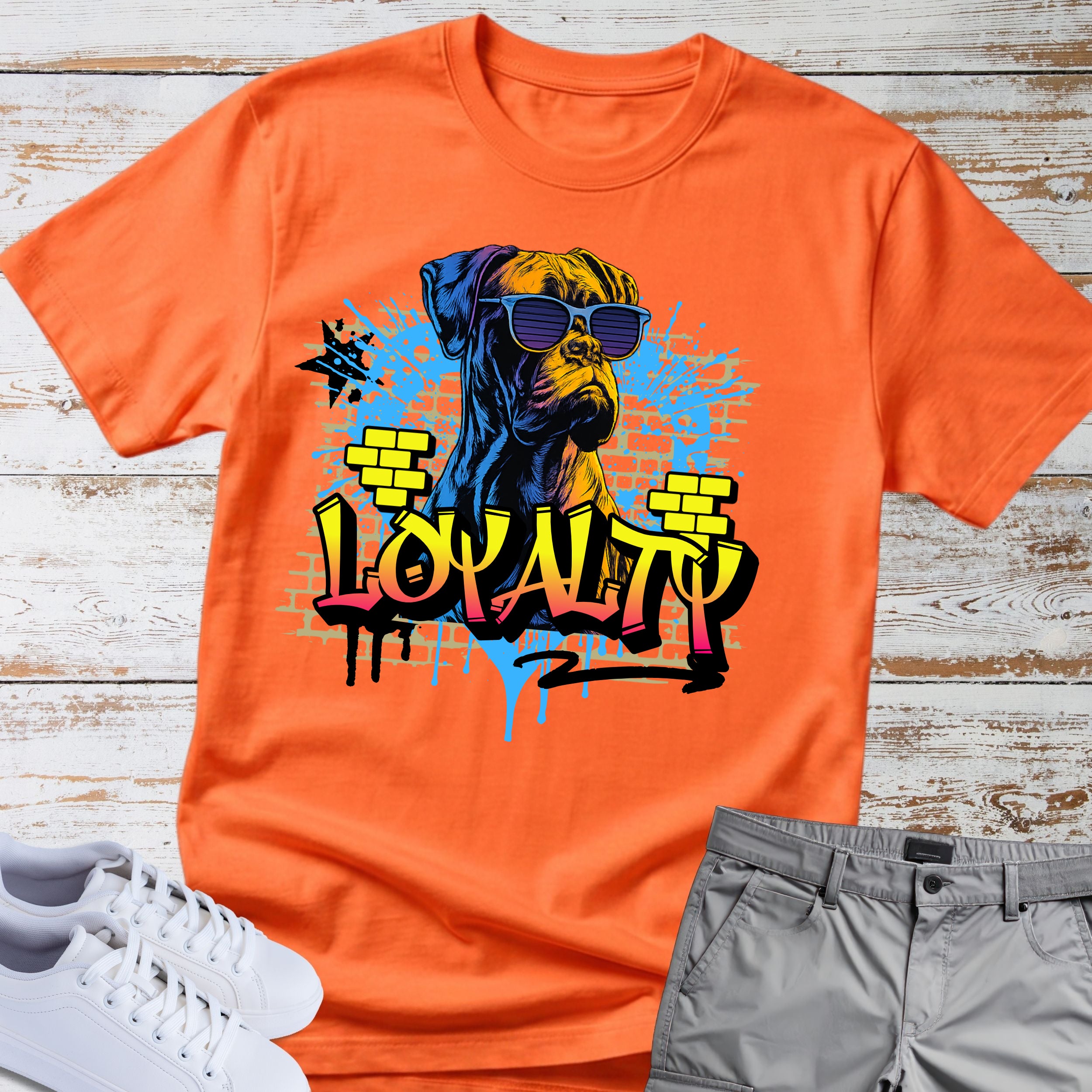 Loyalty Boxer Dog T-Shirt, Cool Boxer Wearing Sunglasses Tee, Street Art Dog Shirt, Boxer Lover Gift, Funny Boxer Dog Apparel