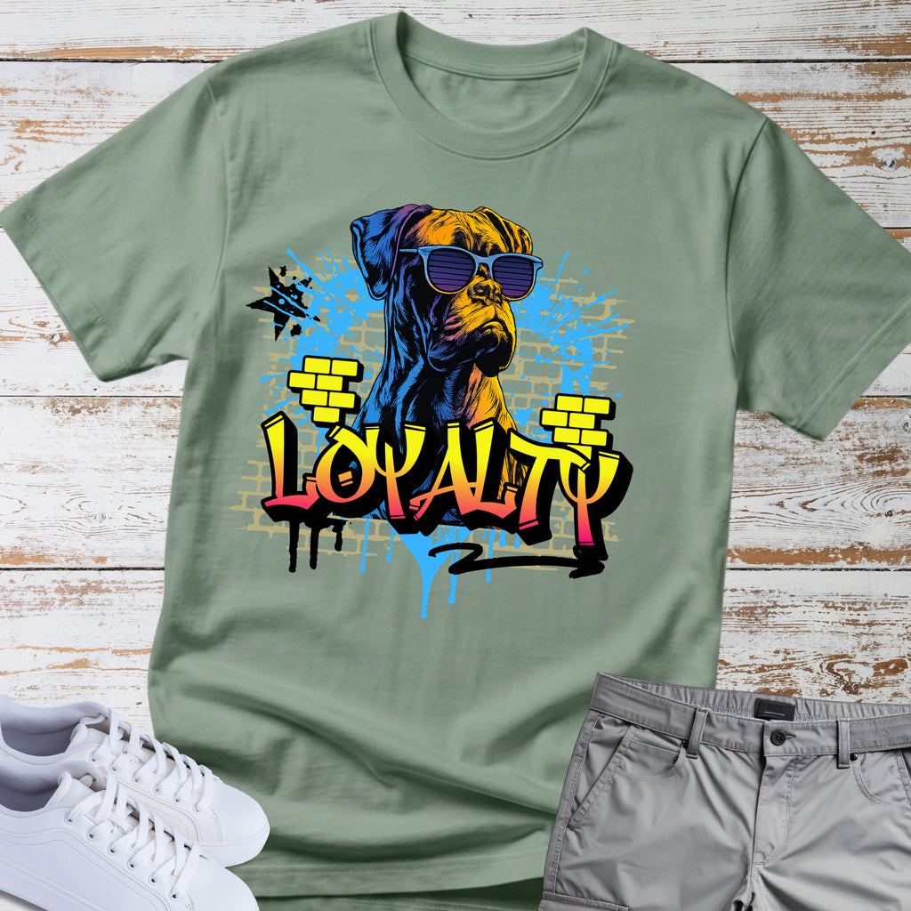 Loyalty Boxer Dog T-Shirt, Cool Boxer Wearing Sunglasses Tee, Street Art Dog Shirt, Boxer Lover Gift, Funny Boxer Dog Apparel