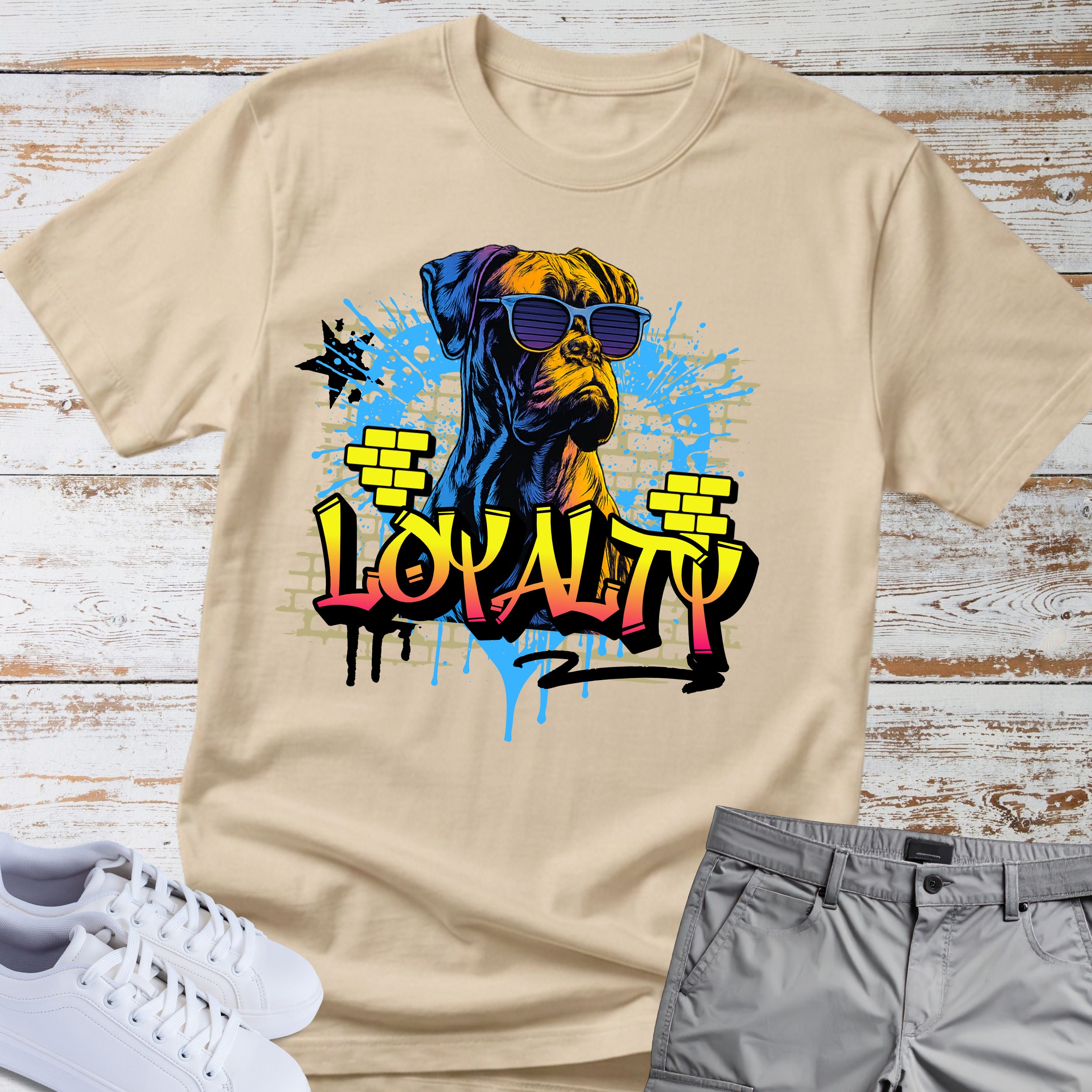 Loyalty Boxer Dog T-Shirt, Cool Boxer Wearing Sunglasses Tee, Street Art Dog Shirt, Boxer Lover Gift, Funny Boxer Dog Apparel