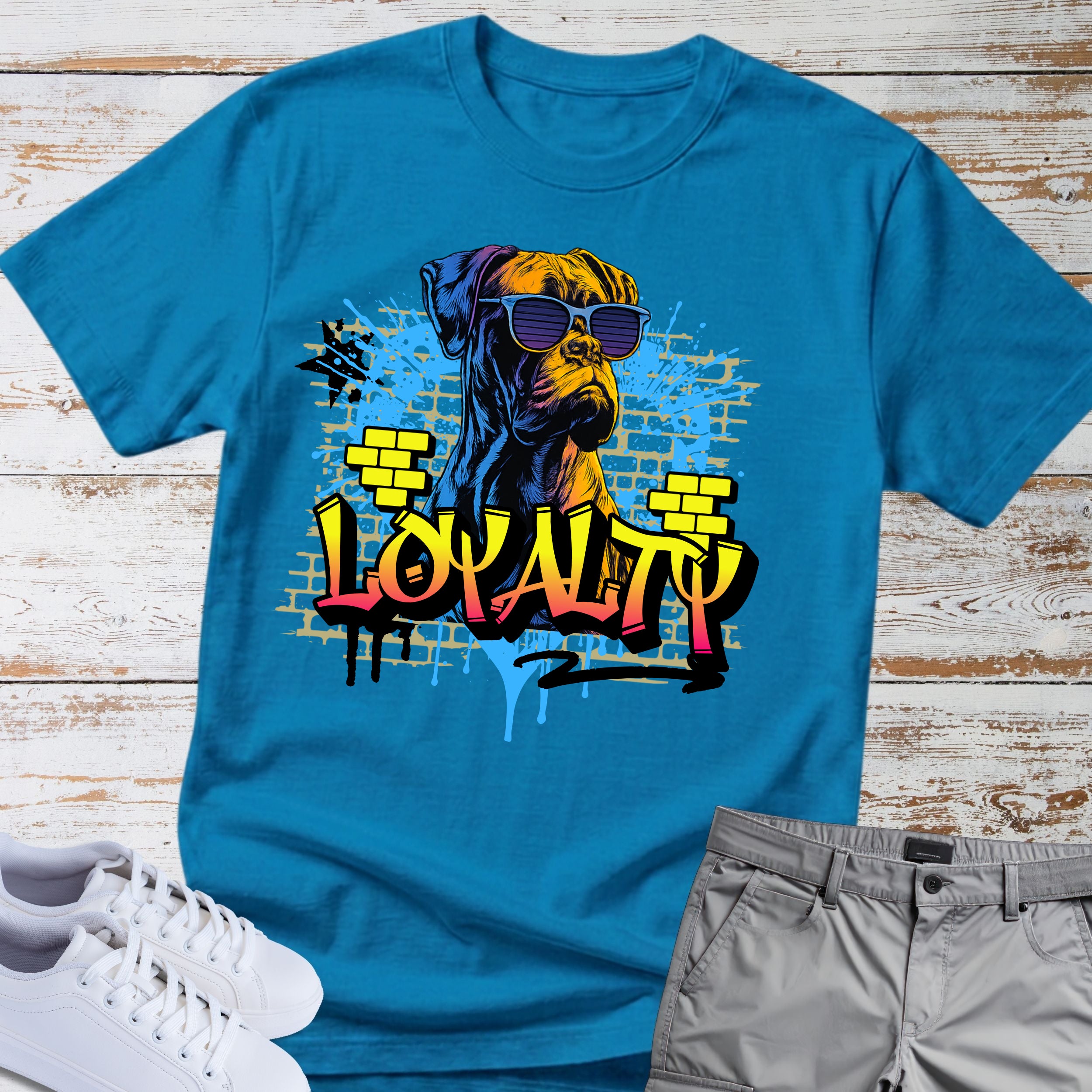 Loyalty Boxer Dog T-Shirt, Cool Boxer Wearing Sunglasses Tee, Street Art Dog Shirt, Boxer Lover Gift, Funny Boxer Dog Apparel