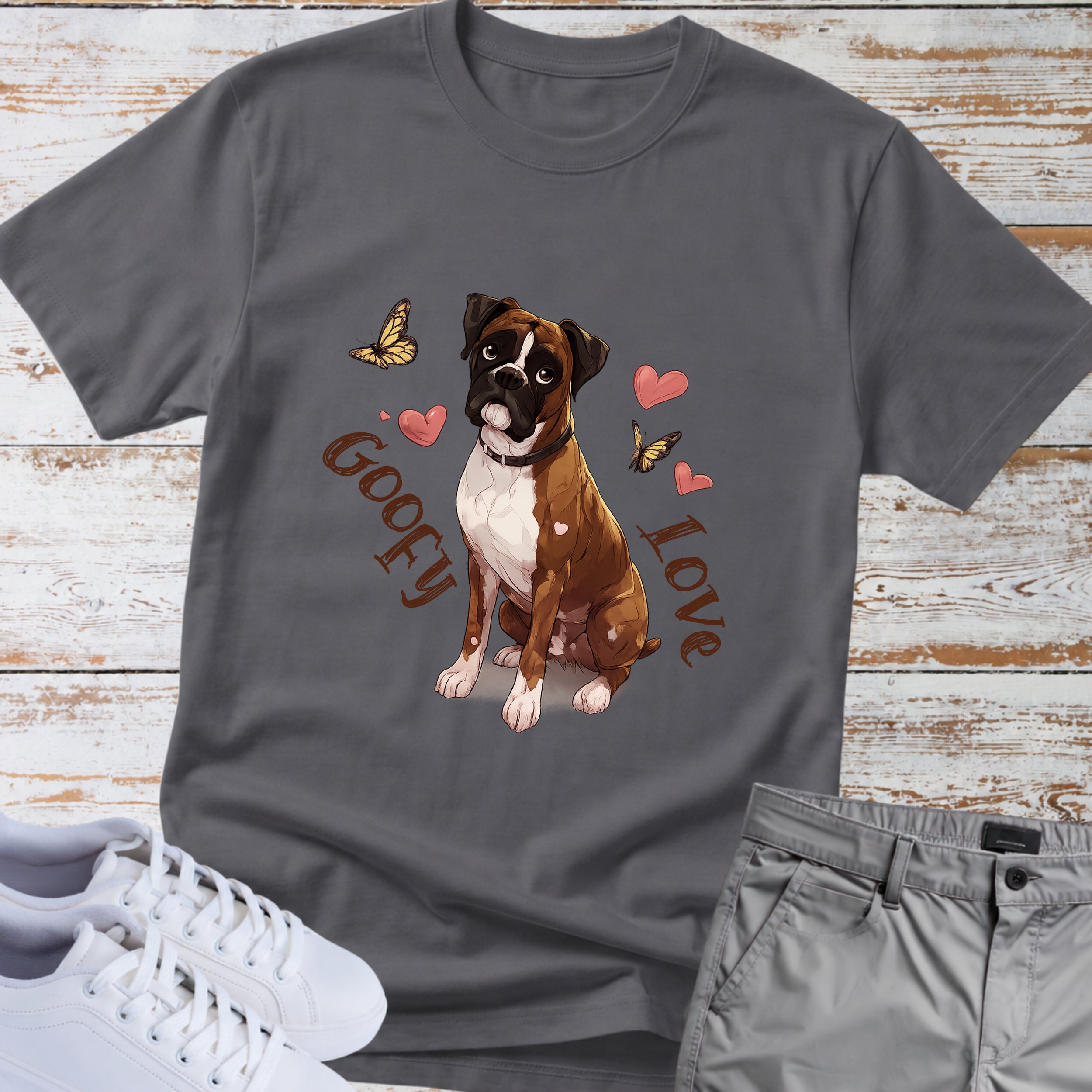 Goofy Love Boxer Dog T-Shirt, Cute Boxer Lover Shirt, Funny Romantic Dog Tee, Boxer Gift for Dog Owners, Sweet Boxer Dog Apparel