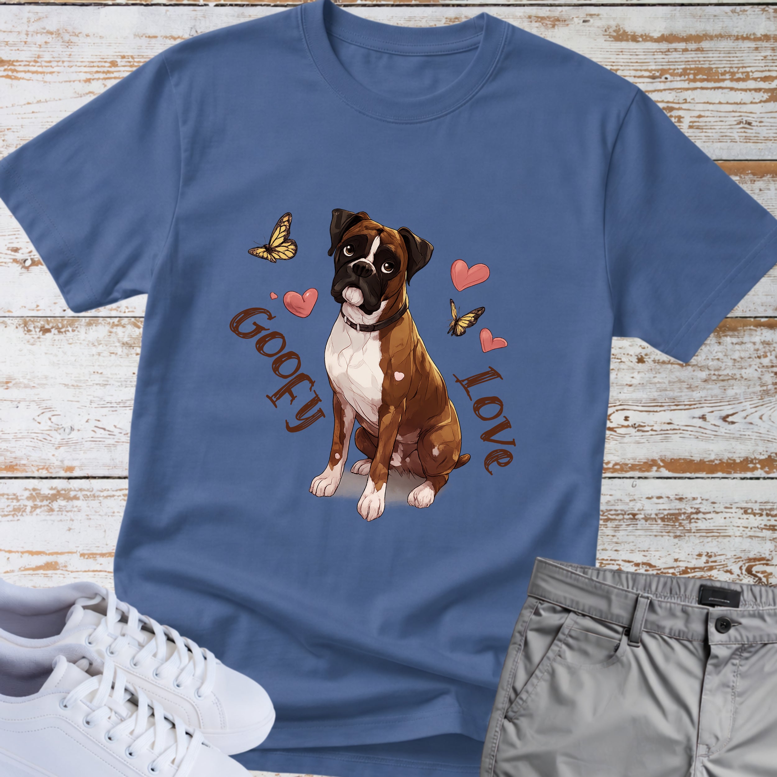 Goofy Love Boxer Dog T-Shirt, Cute Boxer Lover Shirt, Funny Romantic Dog Tee, Boxer Gift for Dog Owners, Sweet Boxer Dog Apparel