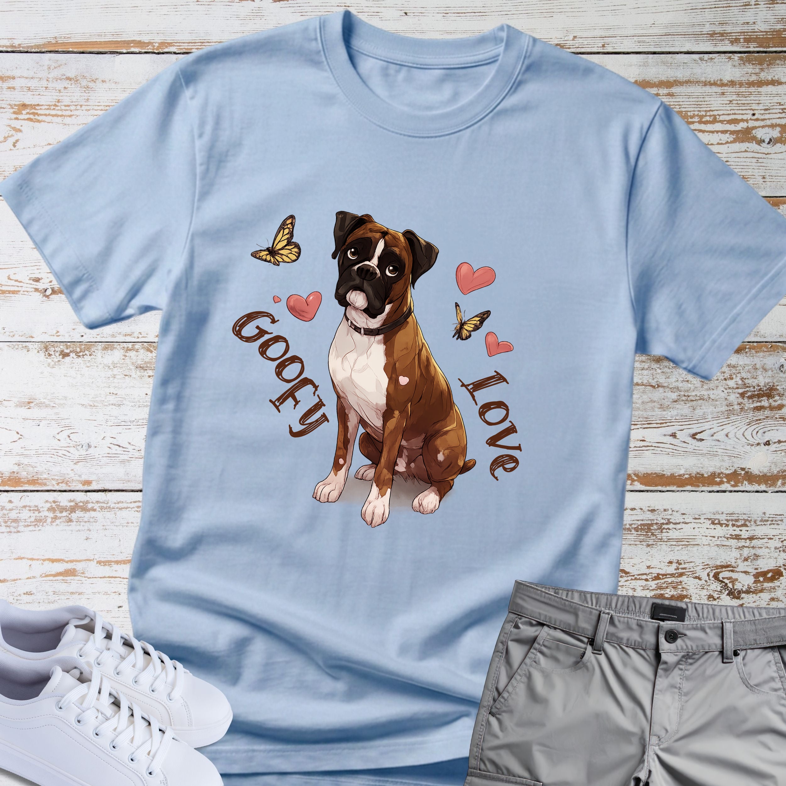 Goofy Love Boxer Dog T-Shirt, Cute Boxer Lover Shirt, Funny Romantic Dog Tee, Boxer Gift for Dog Owners, Sweet Boxer Dog Apparel