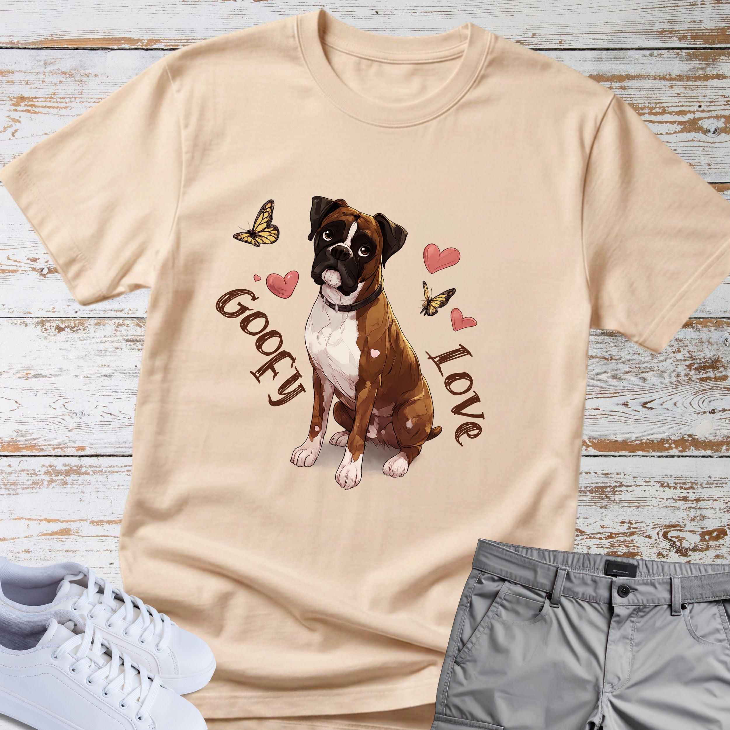 Goofy Love Boxer Dog T-Shirt, Cute Boxer Lover Shirt, Funny Romantic Dog Tee, Boxer Gift for Dog Owners, Sweet Boxer Dog Apparel