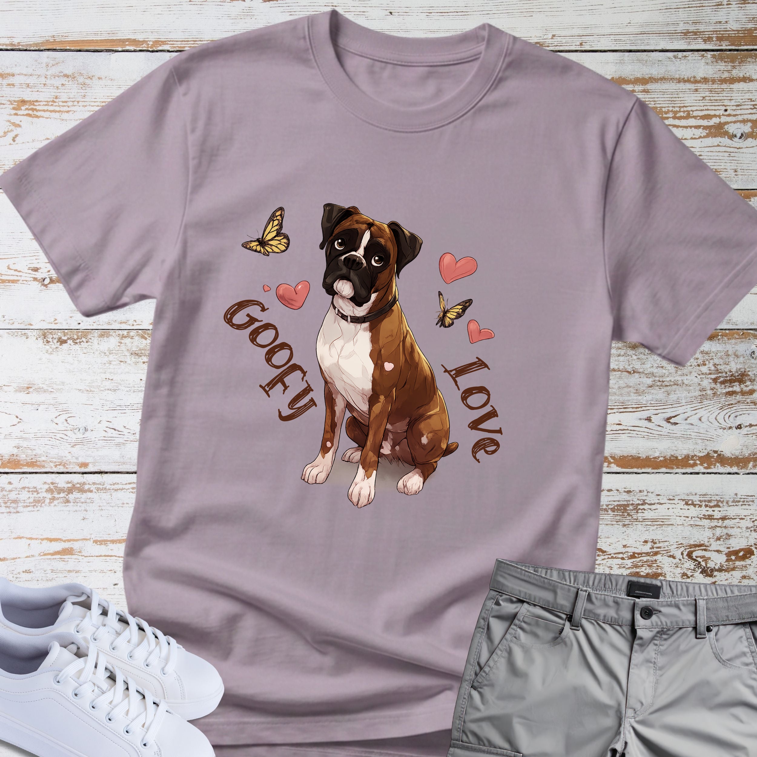 Goofy Love Boxer Dog T-Shirt, Cute Boxer Lover Shirt, Funny Romantic Dog Tee, Boxer Gift for Dog Owners, Sweet Boxer Dog Apparel