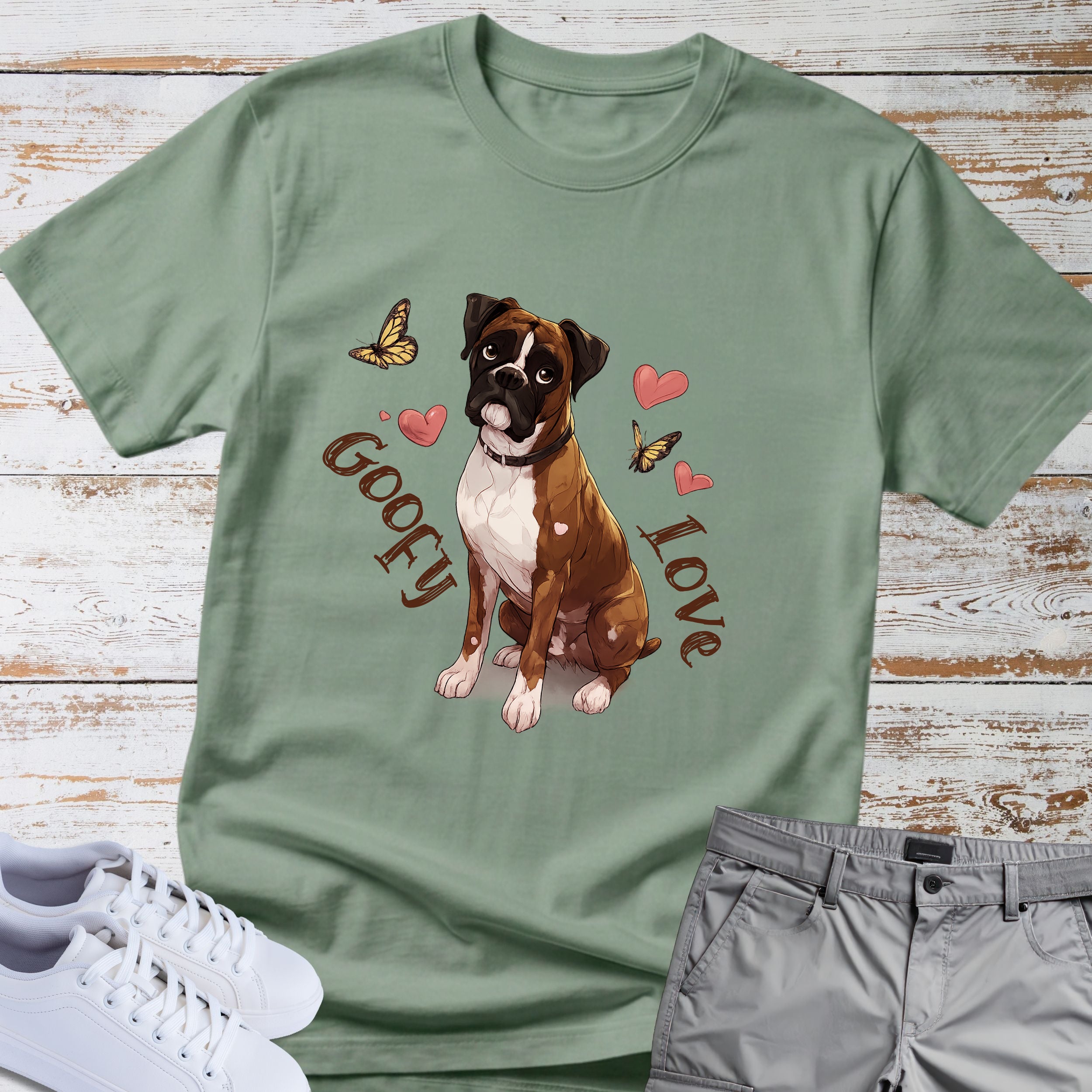 Goofy Love Boxer Dog T-Shirt, Cute Boxer Lover Shirt, Funny Romantic Dog Tee, Boxer Gift for Dog Owners, Sweet Boxer Dog Apparel