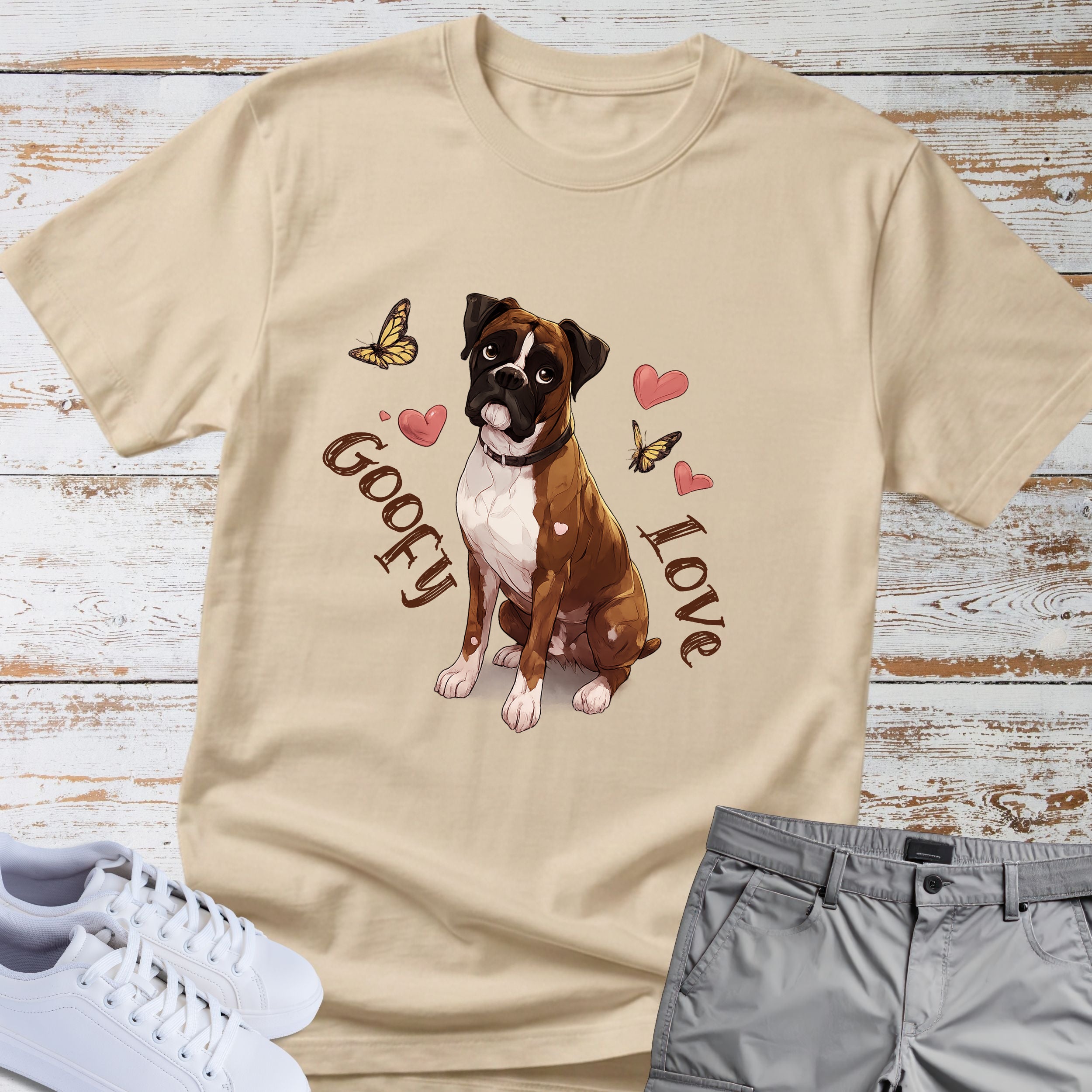 Goofy Love Boxer Dog T-Shirt, Cute Boxer Lover Shirt, Funny Romantic Dog Tee, Boxer Gift for Dog Owners, Sweet Boxer Dog Apparel
