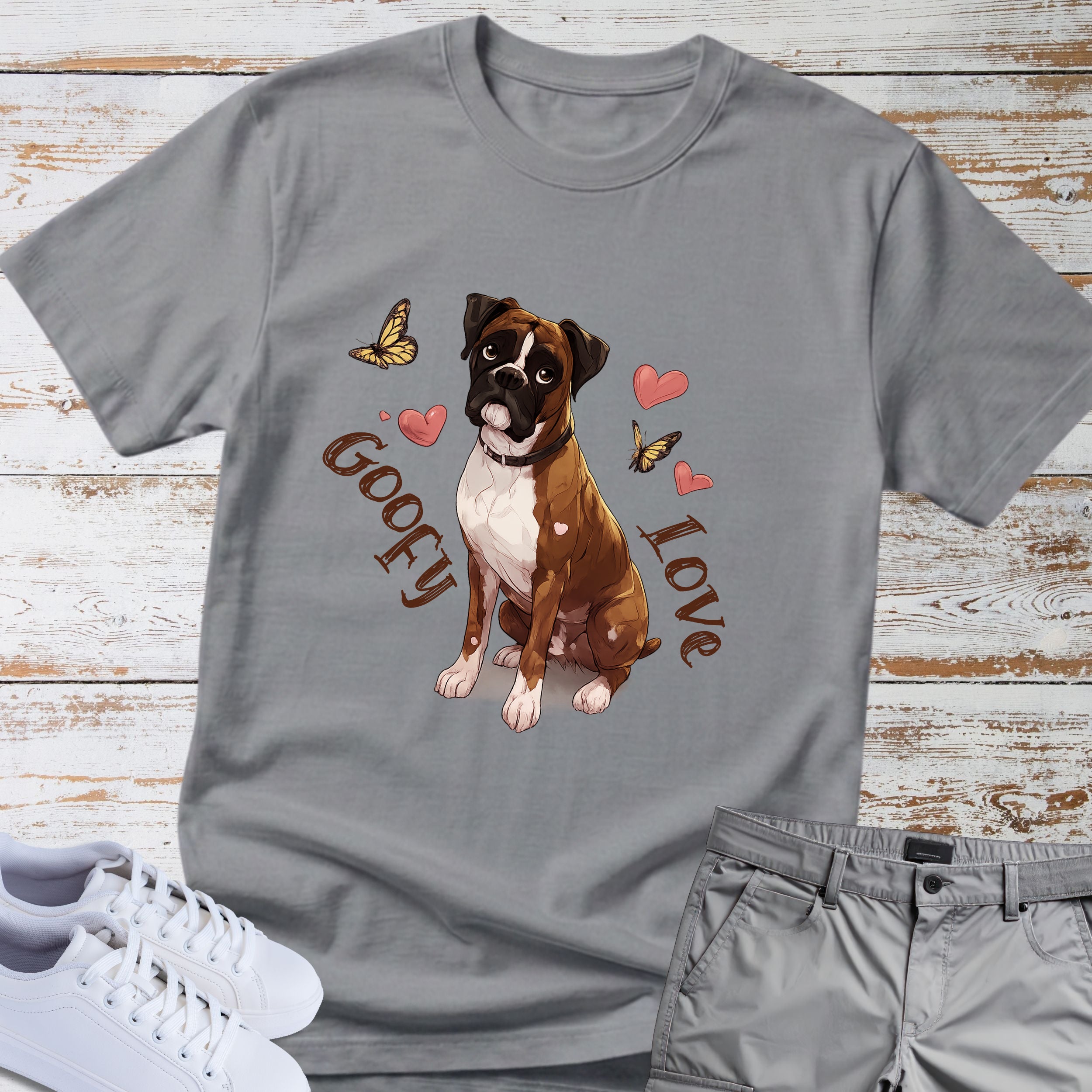 Goofy Love Boxer Dog T-Shirt, Cute Boxer Lover Shirt, Funny Romantic Dog Tee, Boxer Gift for Dog Owners, Sweet Boxer Dog Apparel