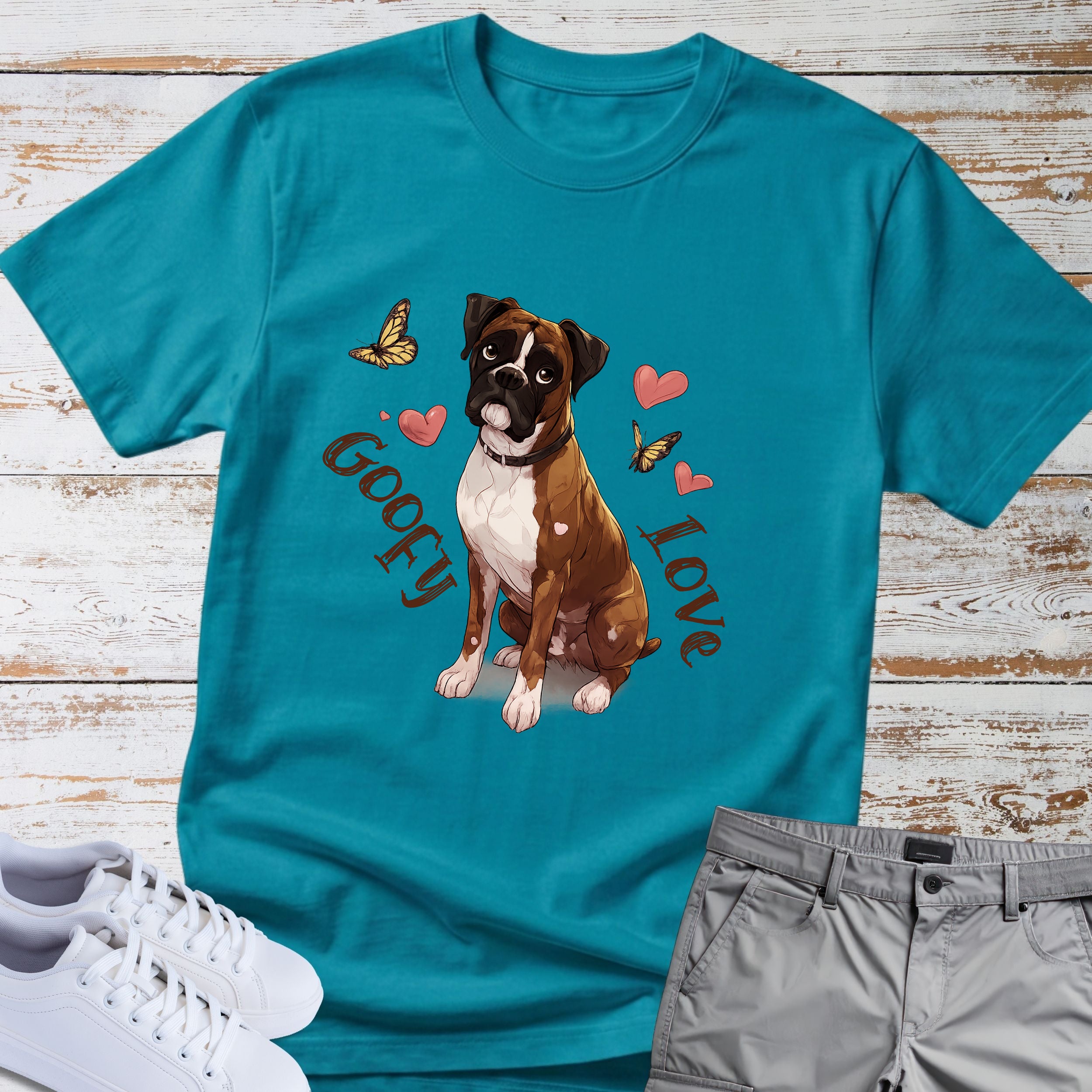 Goofy Love Boxer Dog T-Shirt, Cute Boxer Lover Shirt, Funny Romantic Dog Tee, Boxer Gift for Dog Owners, Sweet Boxer Dog Apparel