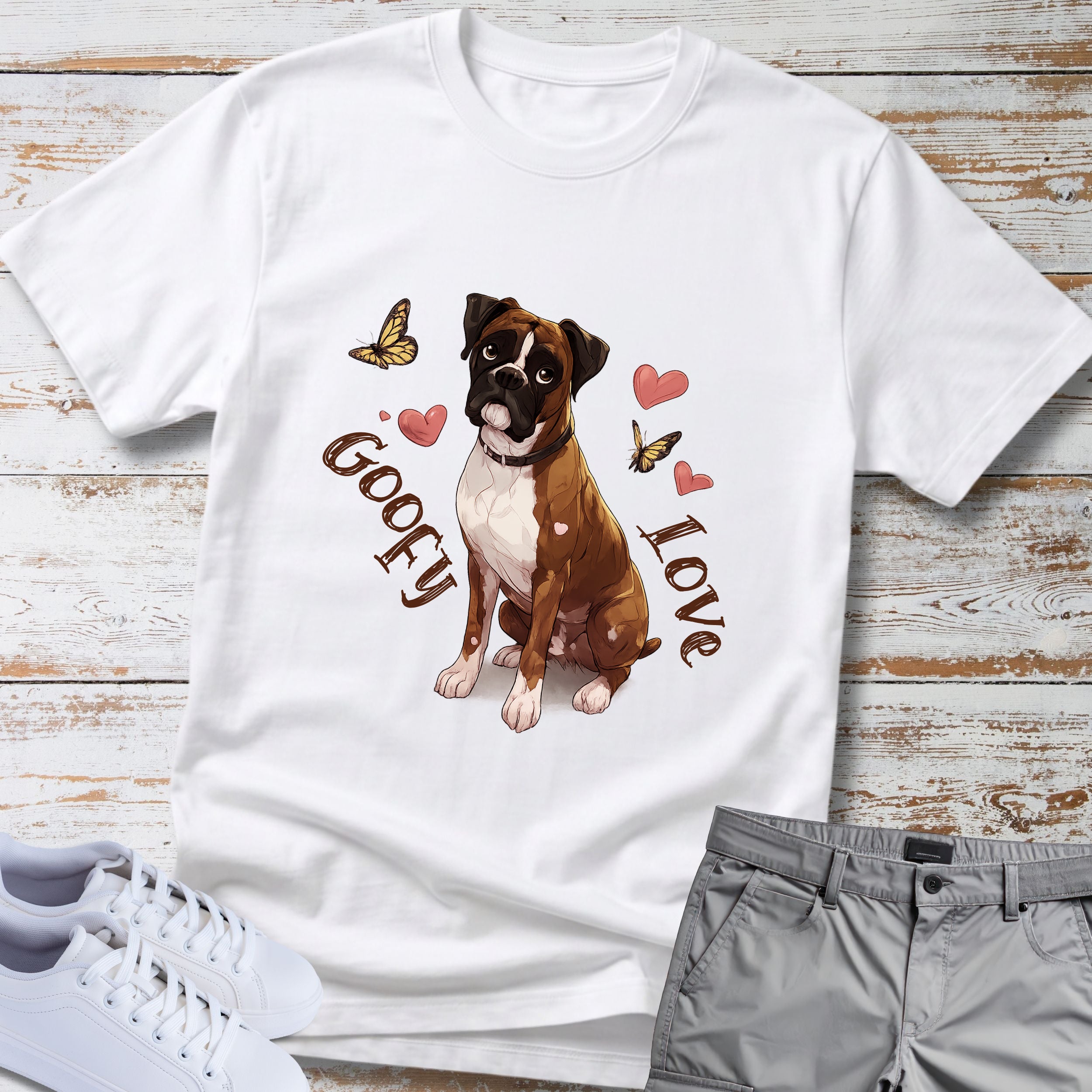 Goofy Love Boxer Dog T-Shirt, Cute Boxer Lover Shirt, Funny Romantic Dog Tee, Boxer Gift for Dog Owners, Sweet Boxer Dog Apparel