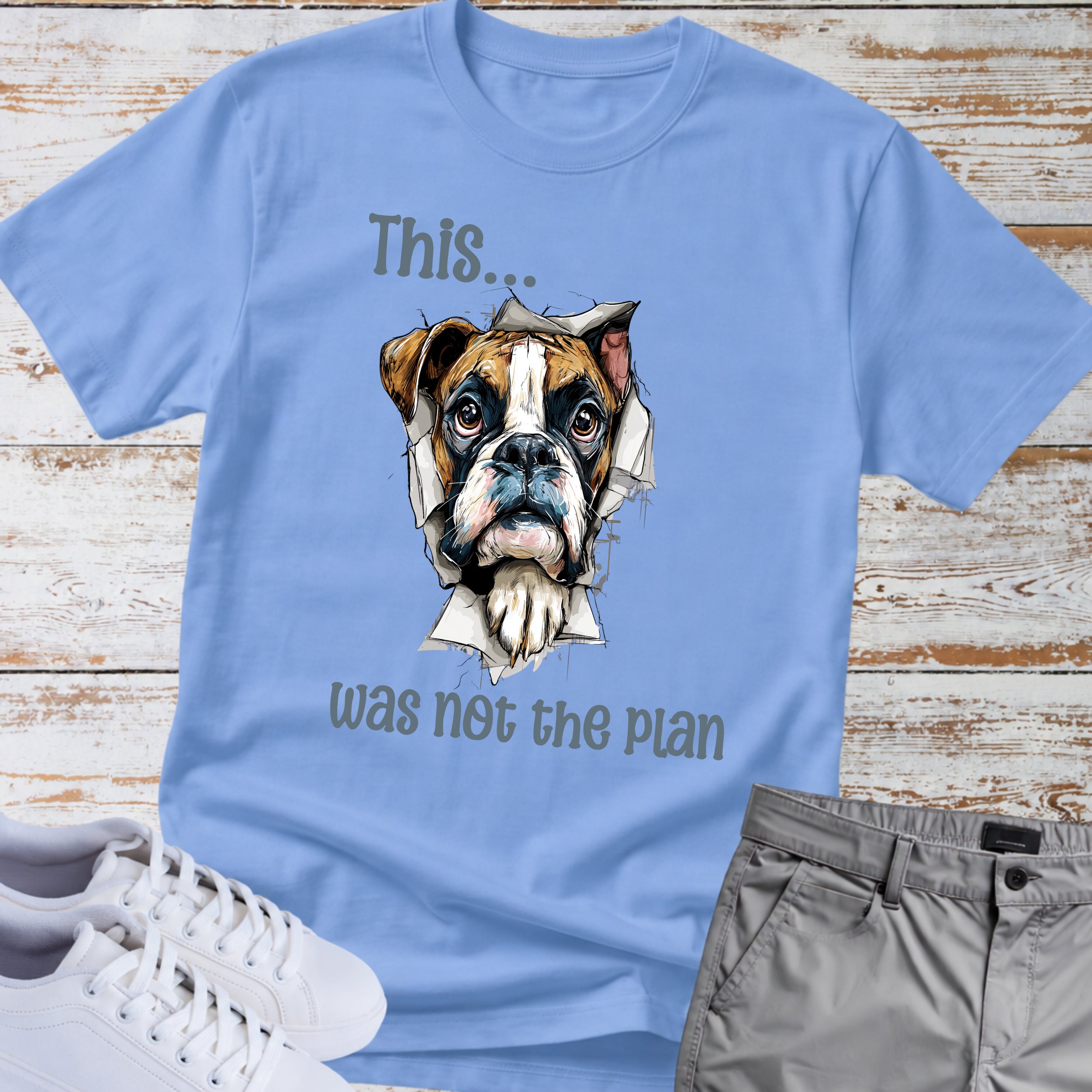 This Was Not The Plan Boxer Dog T-Shirt, Funny Boxer Lover Shirt, Chaos Dog Tee, Clumsy Boxer Gift, Boxer Owner Apparel