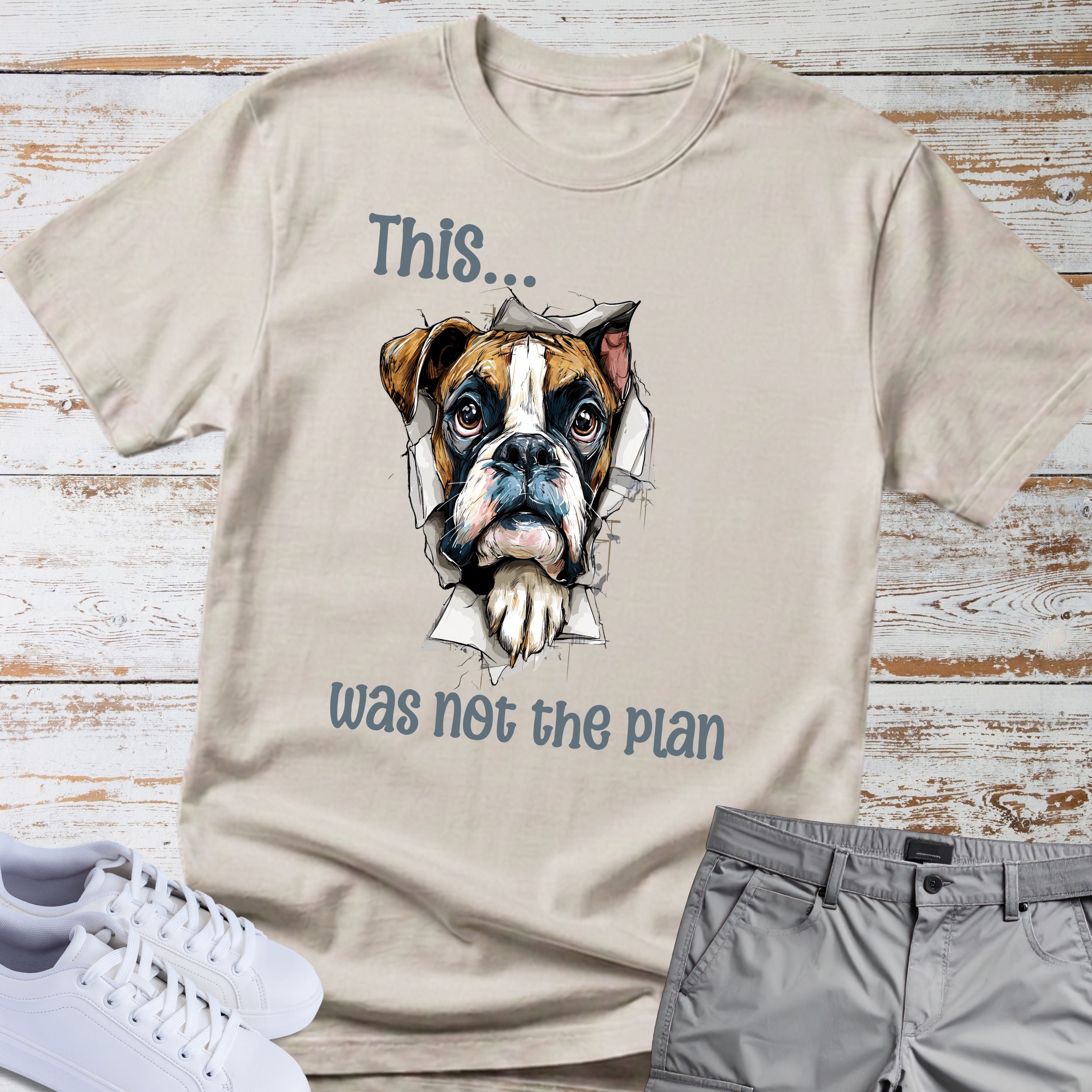 This Was Not The Plan Boxer Dog T-Shirt, Funny Boxer Lover Shirt, Chaos Dog Tee, Clumsy Boxer Gift, Boxer Owner Apparel