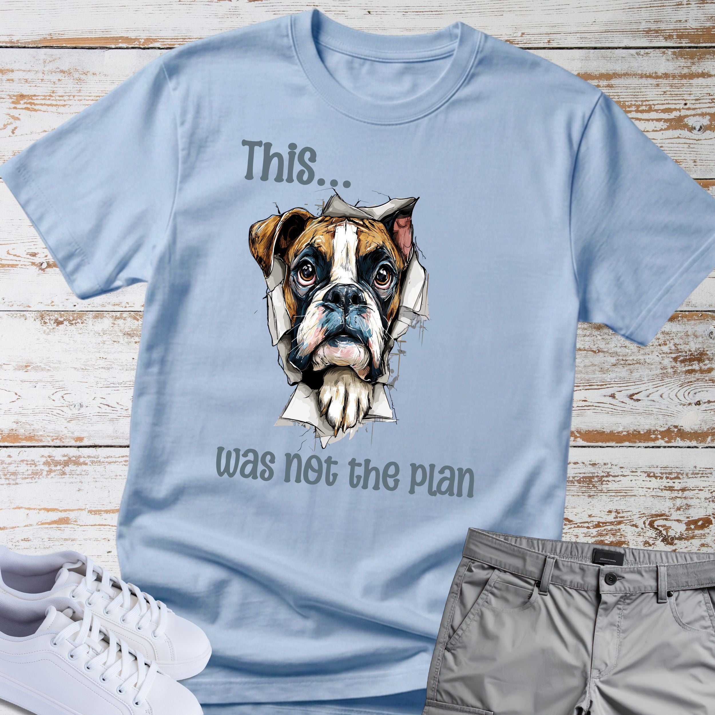 This Was Not The Plan Boxer Dog T-Shirt, Funny Boxer Lover Shirt, Chaos Dog Tee, Clumsy Boxer Gift, Boxer Owner Apparel