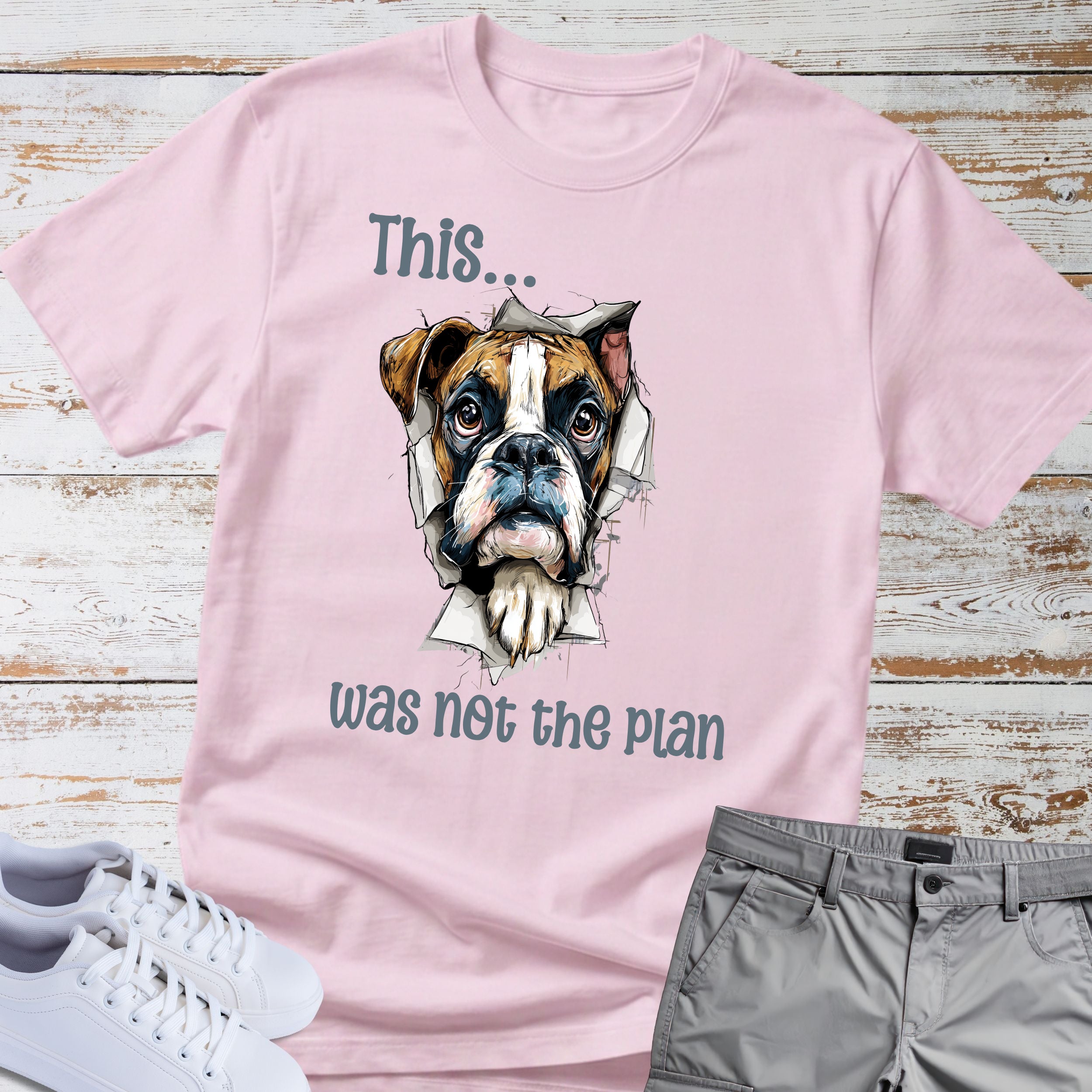 This Was Not The Plan Boxer Dog T-Shirt, Funny Boxer Lover Shirt, Chaos Dog Tee, Clumsy Boxer Gift, Boxer Owner Apparel
