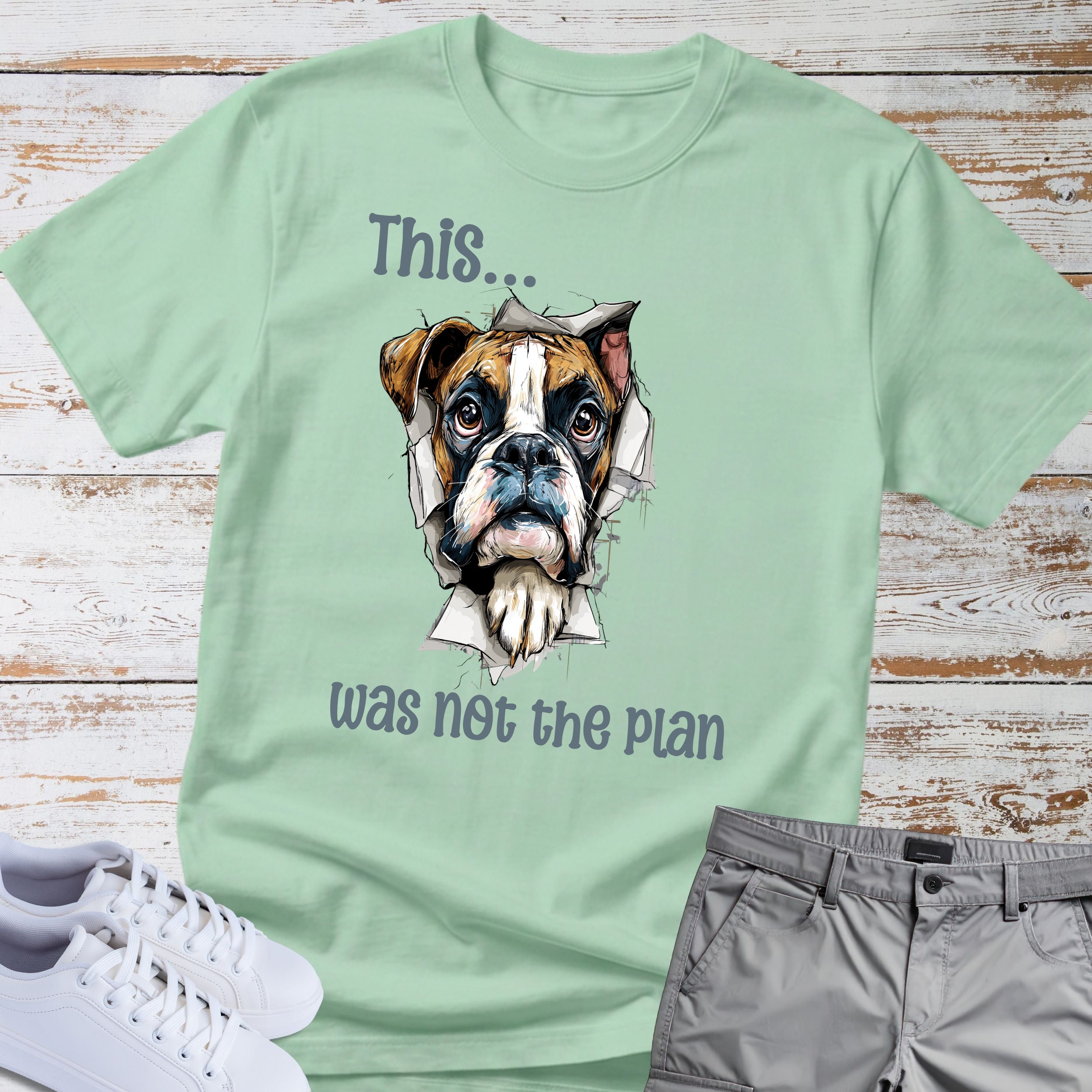 This Was Not The Plan Boxer Dog T-Shirt, Funny Boxer Lover Shirt, Chaos Dog Tee, Clumsy Boxer Gift, Boxer Owner Apparel