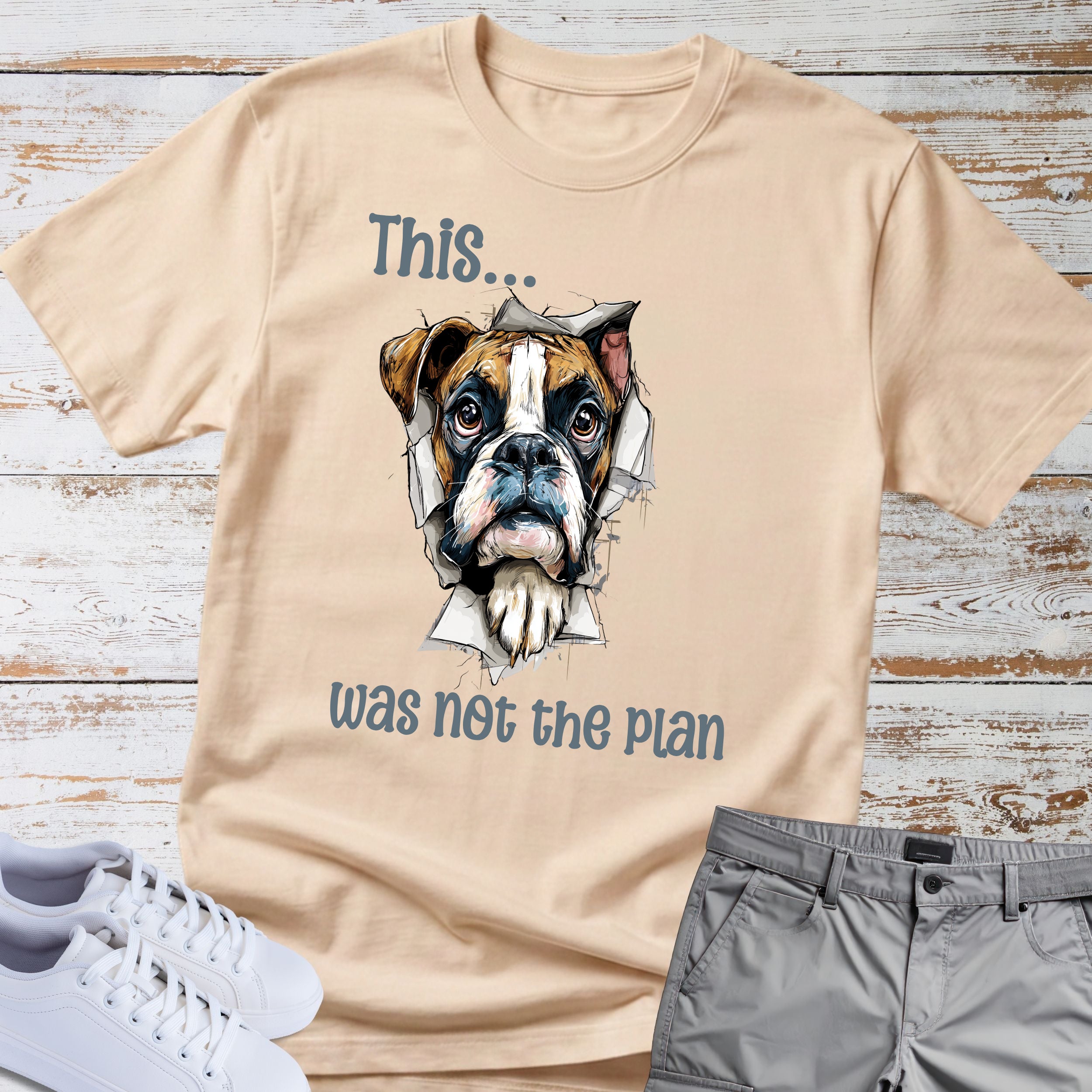 This Was Not The Plan Boxer Dog T-Shirt, Funny Boxer Lover Shirt, Chaos Dog Tee, Clumsy Boxer Gift, Boxer Owner Apparel