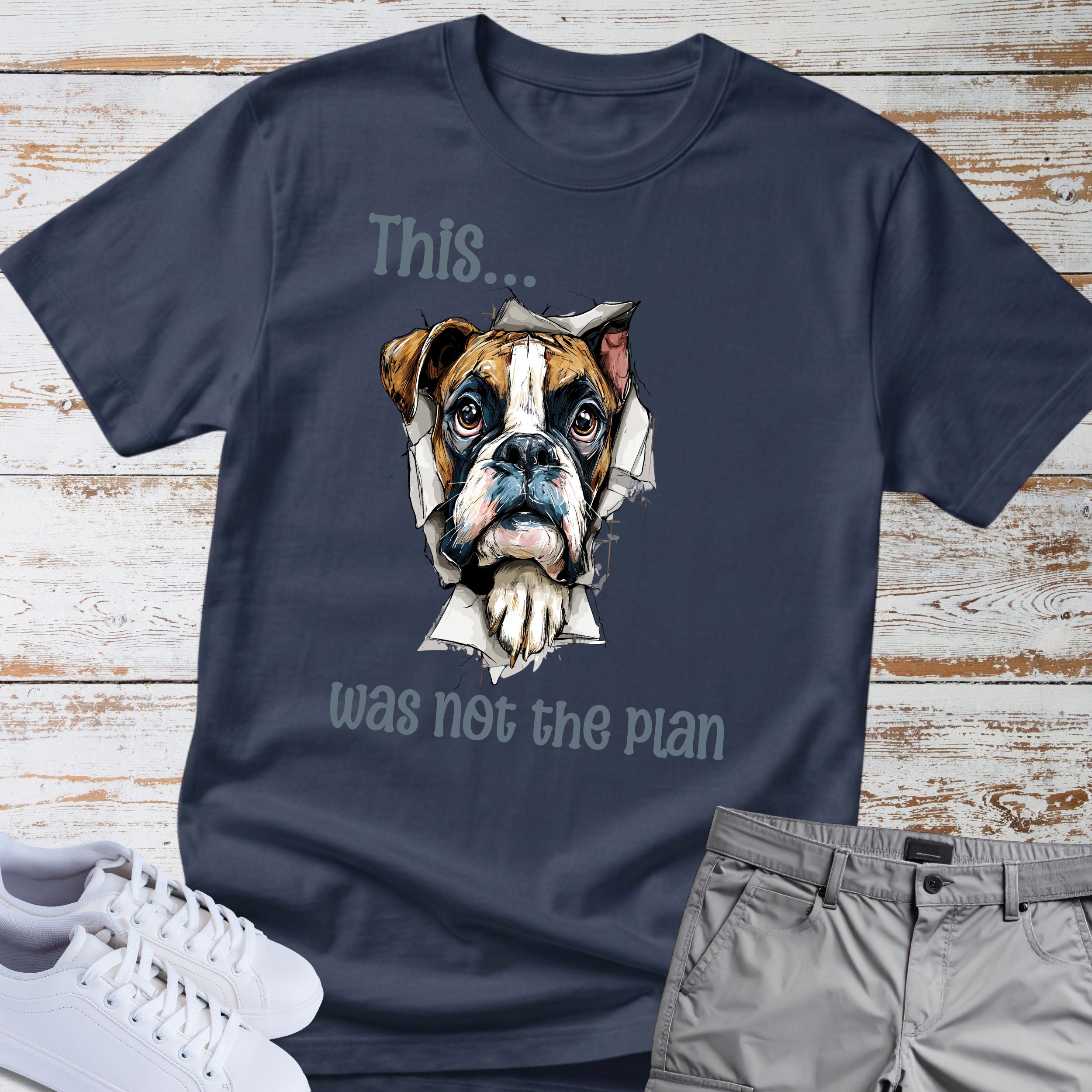 This Was Not The Plan Boxer Dog T-Shirt, Funny Boxer Lover Shirt, Chaos Dog Tee, Clumsy Boxer Gift, Boxer Owner Apparel