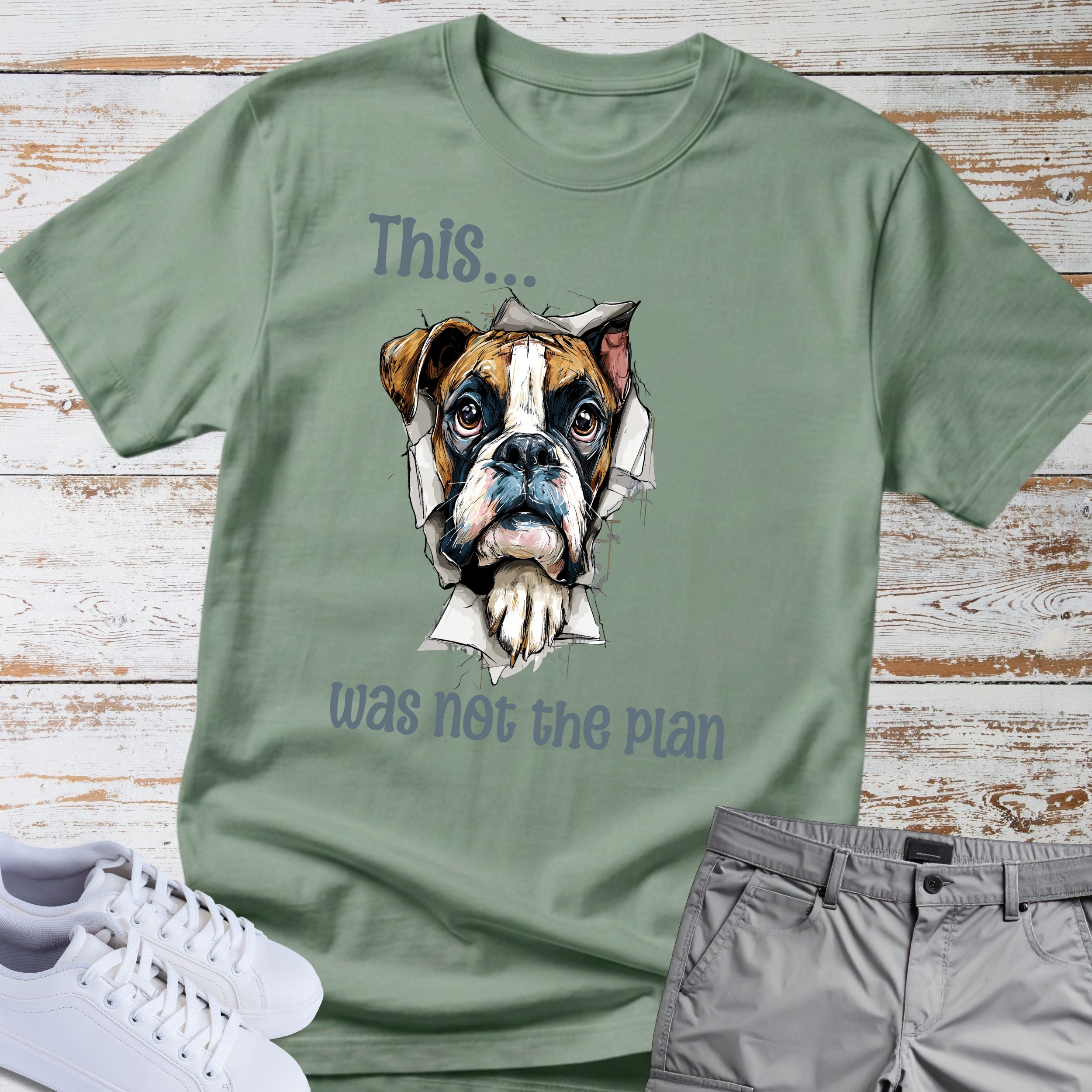 This Was Not The Plan Boxer Dog T-Shirt, Funny Boxer Lover Shirt, Chaos Dog Tee, Clumsy Boxer Gift, Boxer Owner Apparel