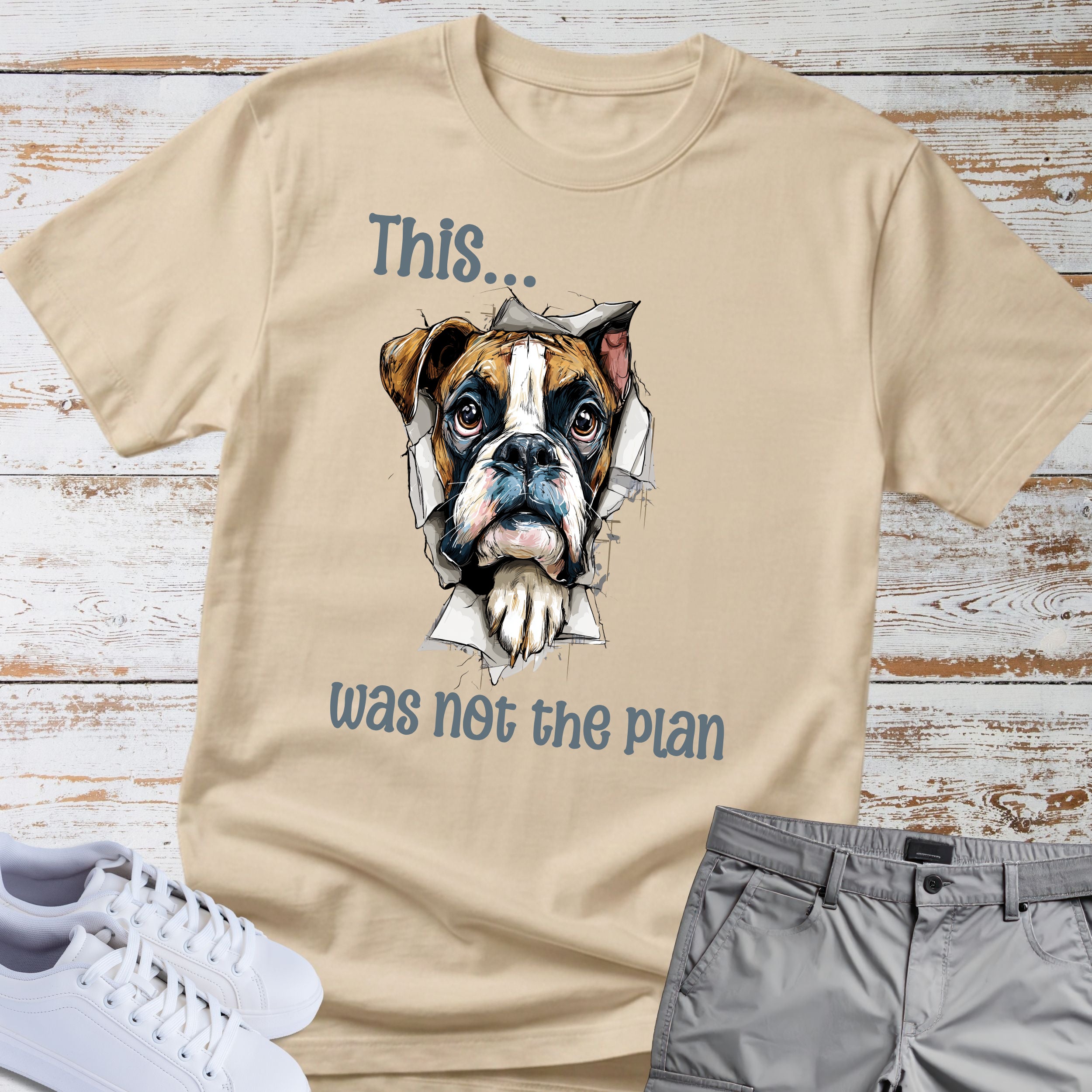 This Was Not The Plan Boxer Dog T-Shirt, Funny Boxer Lover Shirt, Chaos Dog Tee, Clumsy Boxer Gift, Boxer Owner Apparel