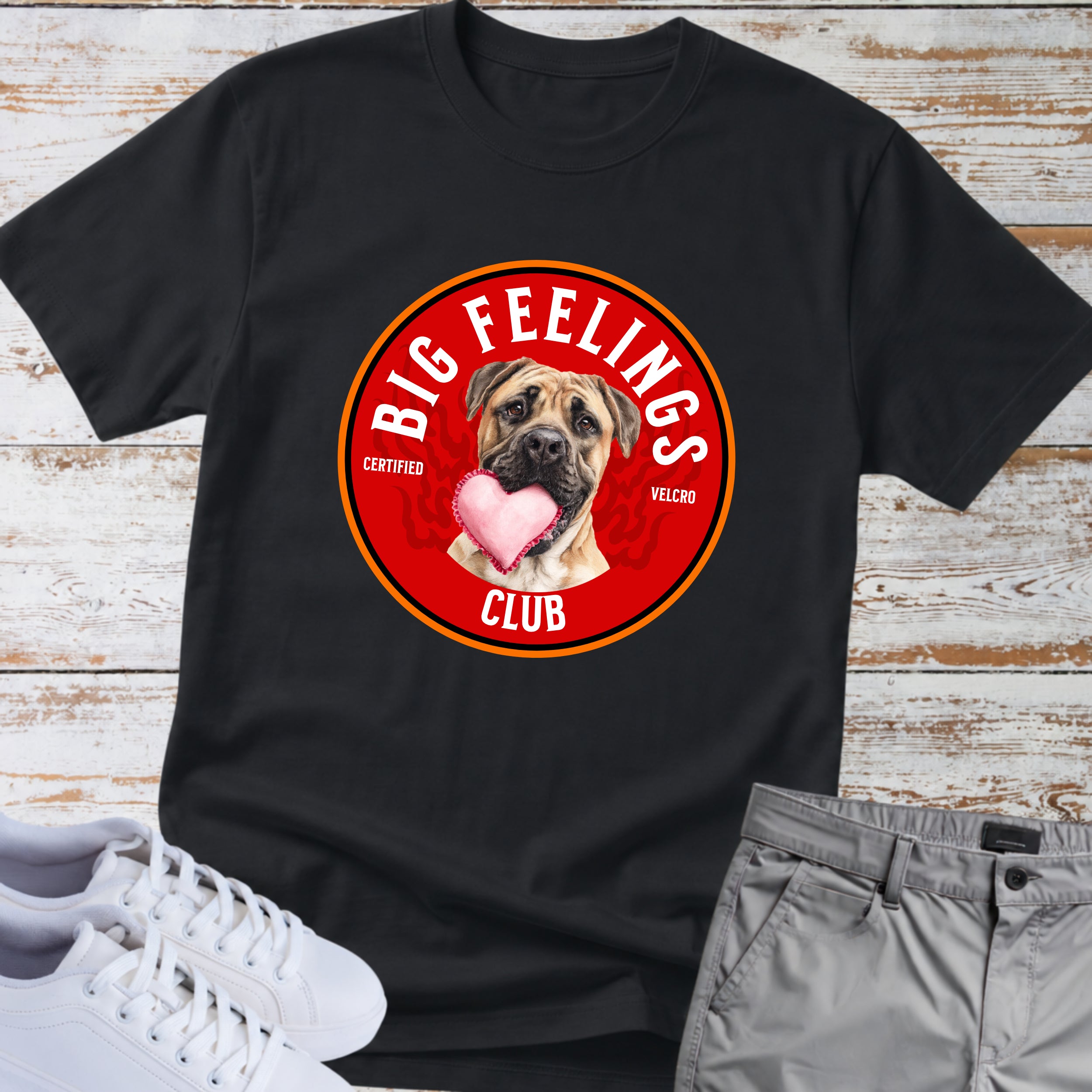 Big Feelings Club Boxer Dog T-Shirt, Certified Velcro Dog Shirt, Funny Boxer Lover Tee, Cute Heart Dog Gift, Boxer Owner Apparel