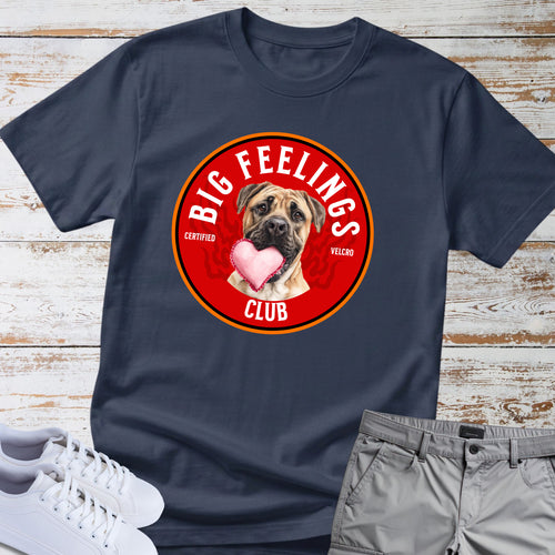 Big Feelings Club Boxer Dog T-Shirt, Certified Velcro Dog Shirt, Funny Boxer Lover Tee, Cute Heart Dog Gift, Boxer Owner Apparel