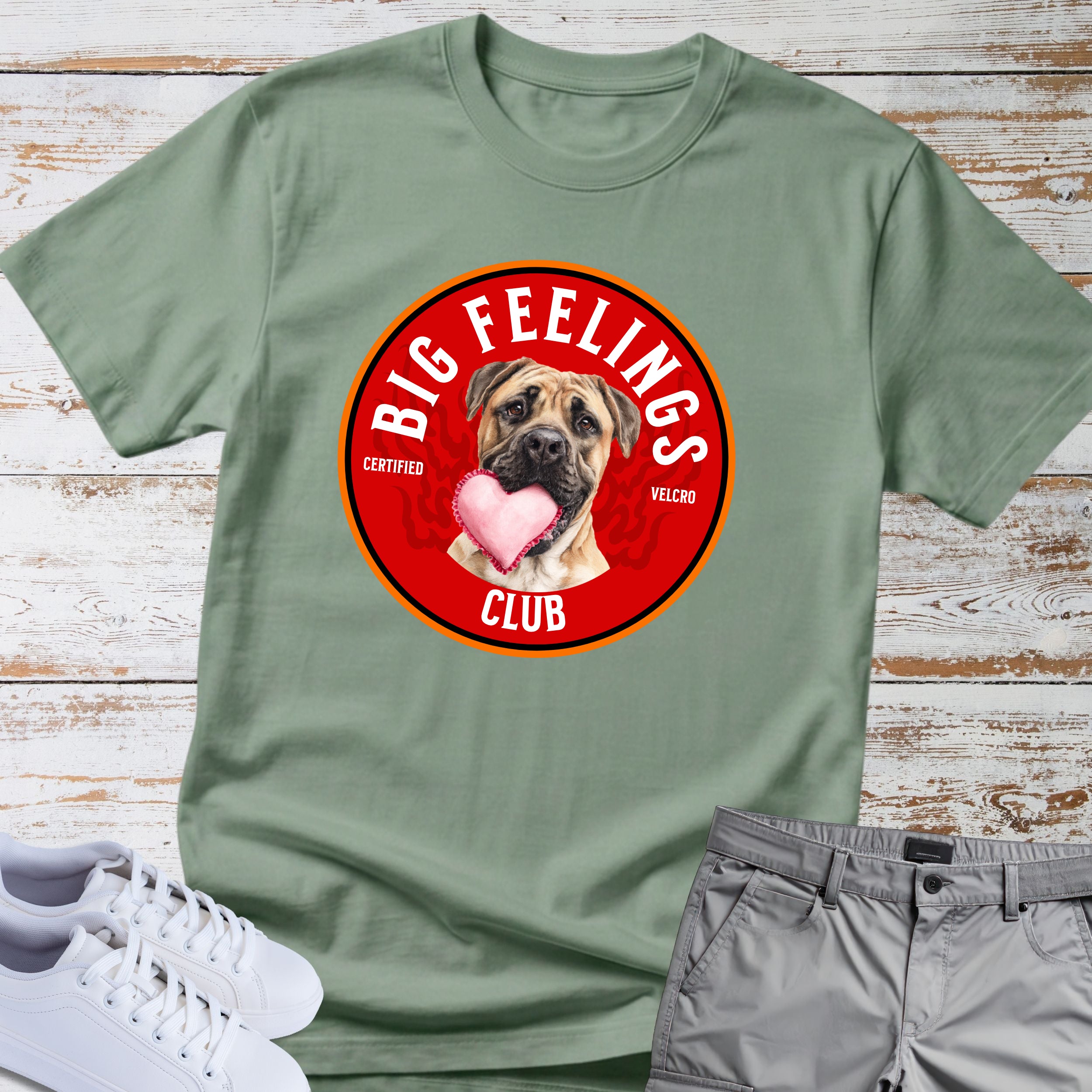 Big Feelings Club Boxer Dog T-Shirt, Certified Velcro Dog Shirt, Funny Boxer Lover Tee, Cute Heart Dog Gift, Boxer Owner Apparel