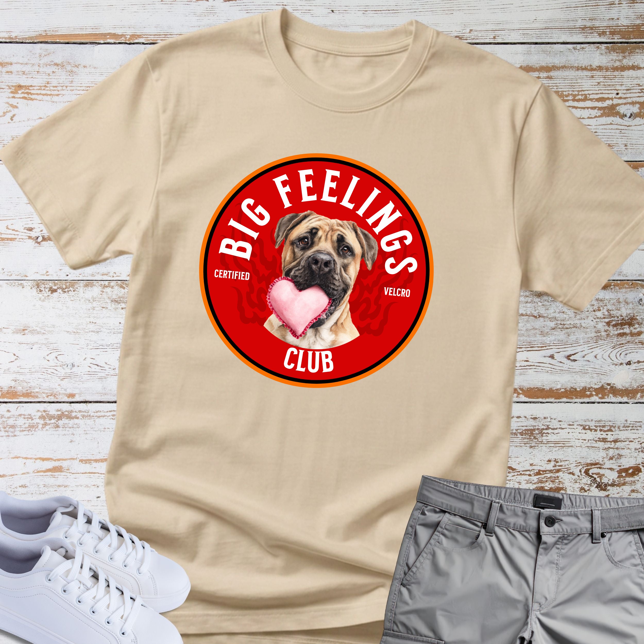 Big Feelings Club Boxer Dog T-Shirt, Certified Velcro Dog Shirt, Funny Boxer Lover Tee, Cute Heart Dog Gift, Boxer Owner Apparel