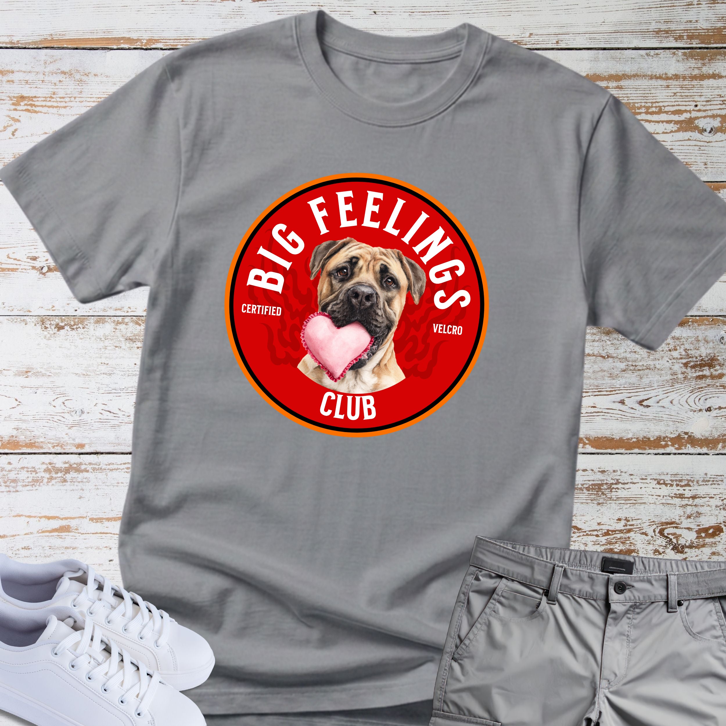 Big Feelings Club Boxer Dog T-Shirt, Certified Velcro Dog Shirt, Funny Boxer Lover Tee, Cute Heart Dog Gift, Boxer Owner Apparel
