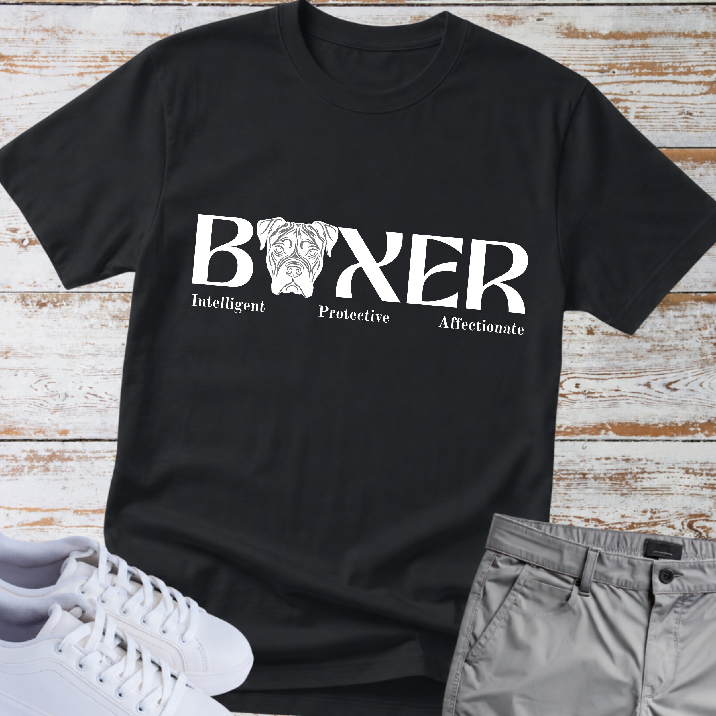 Boxer Intelligent Protective Affectionate T-Shirt, Boxer Dog Lover Shirt, Funny Boxer Owner Tee, Boxer Breed Personality Gift, Dog Lover Apparel