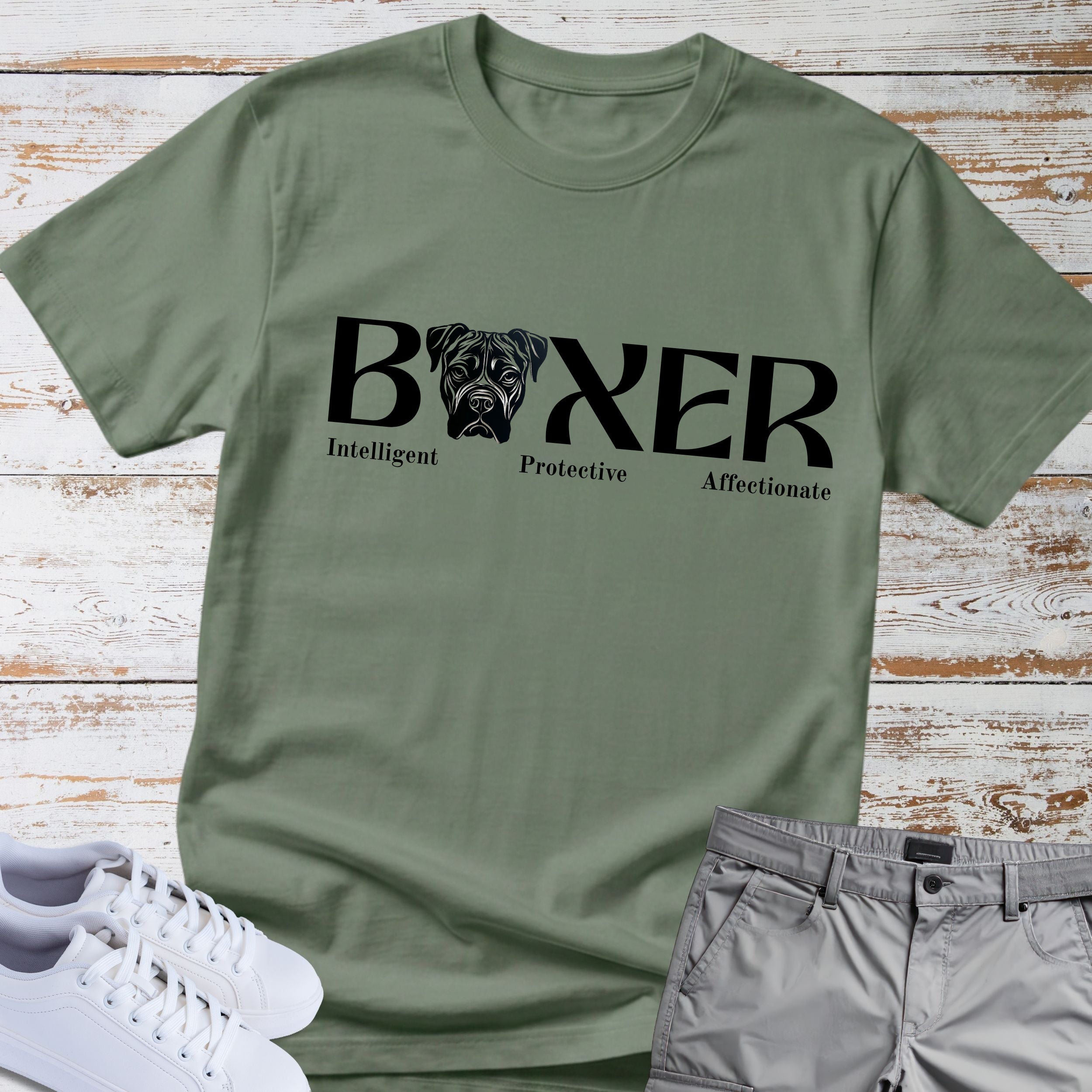 Boxer Intelligent Protective Affectionate T-Shirt, Boxer Dog Lover Shirt, Funny Boxer Owner Tee, Boxer Breed Personality Gift, Dog Lover Apparel