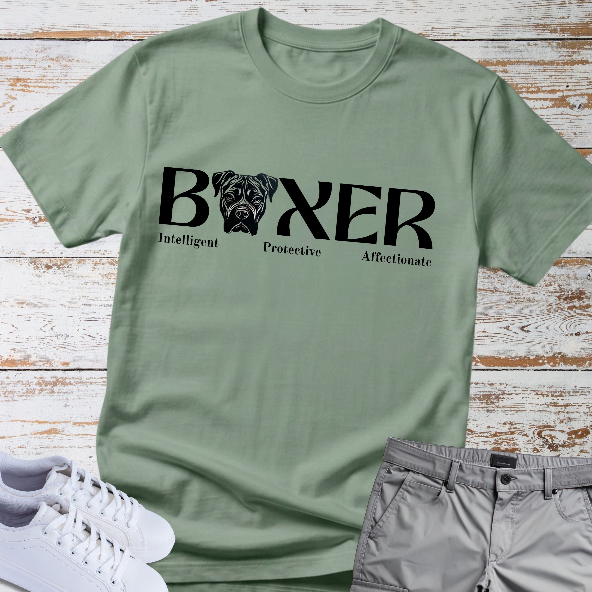 Boxer Intelligent Protective Affectionate T-Shirt, Boxer Dog Lover Shirt, Funny Boxer Owner Tee, Boxer Breed Personality Gift, Dog Lover Apparel