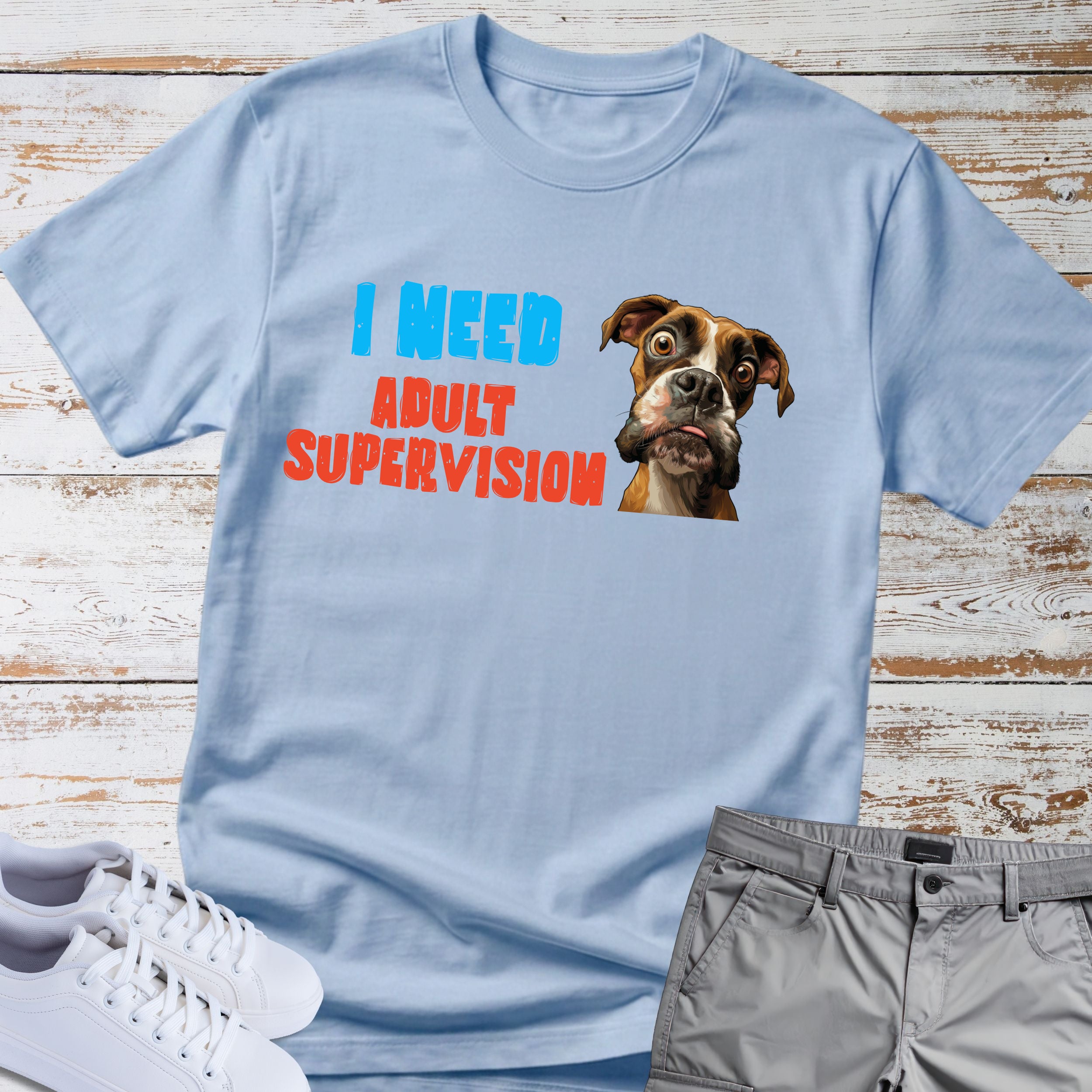 I Need Adult Supervision Boxer Dog T-Shirt, Funny Boxer Lover Shirt, Goofy Boxer Tee, Boxer Owner Gift, Dog Humor Apparel
