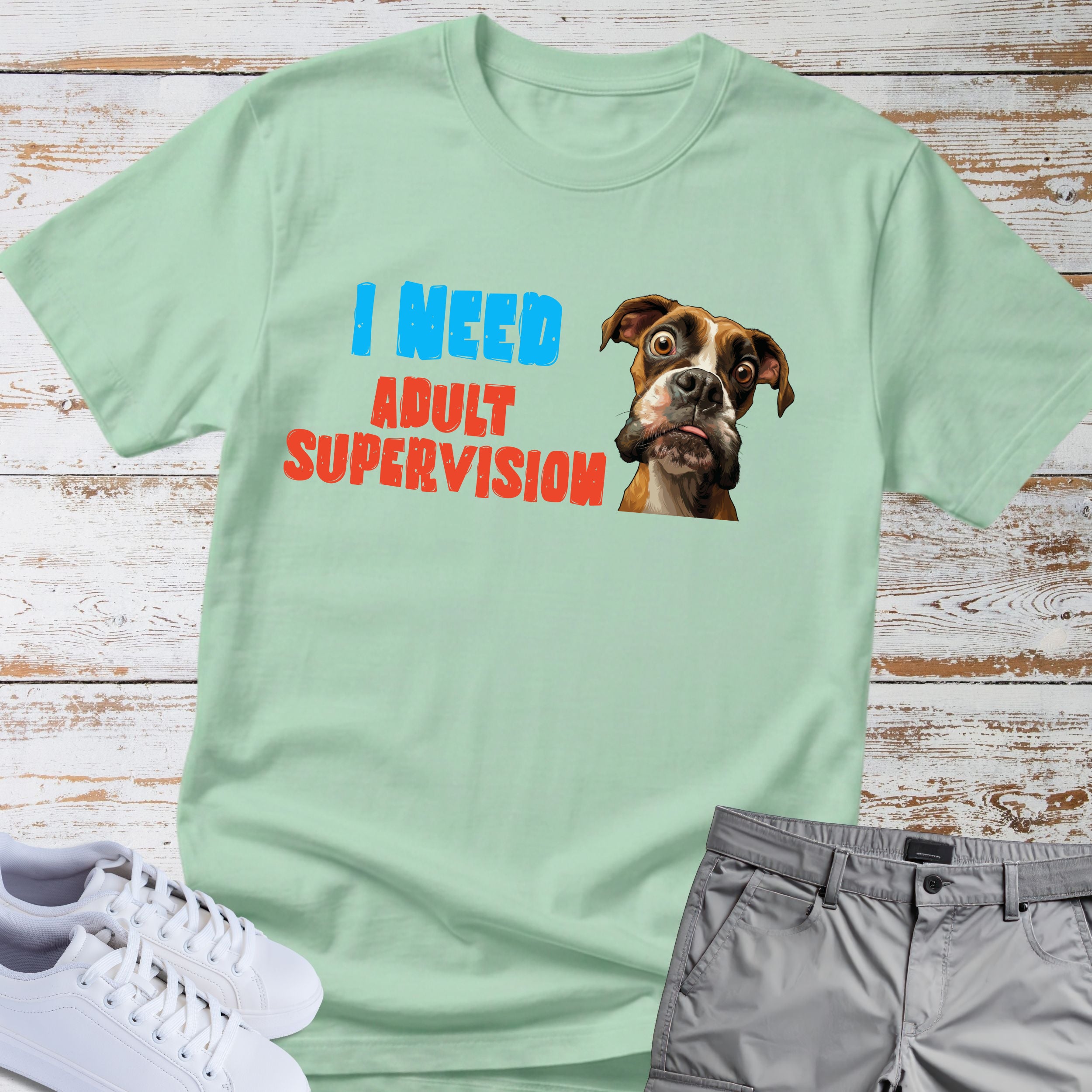 I Need Adult Supervision Boxer Dog T-Shirt, Funny Boxer Lover Shirt, Goofy Boxer Tee, Boxer Owner Gift, Dog Humor Apparel