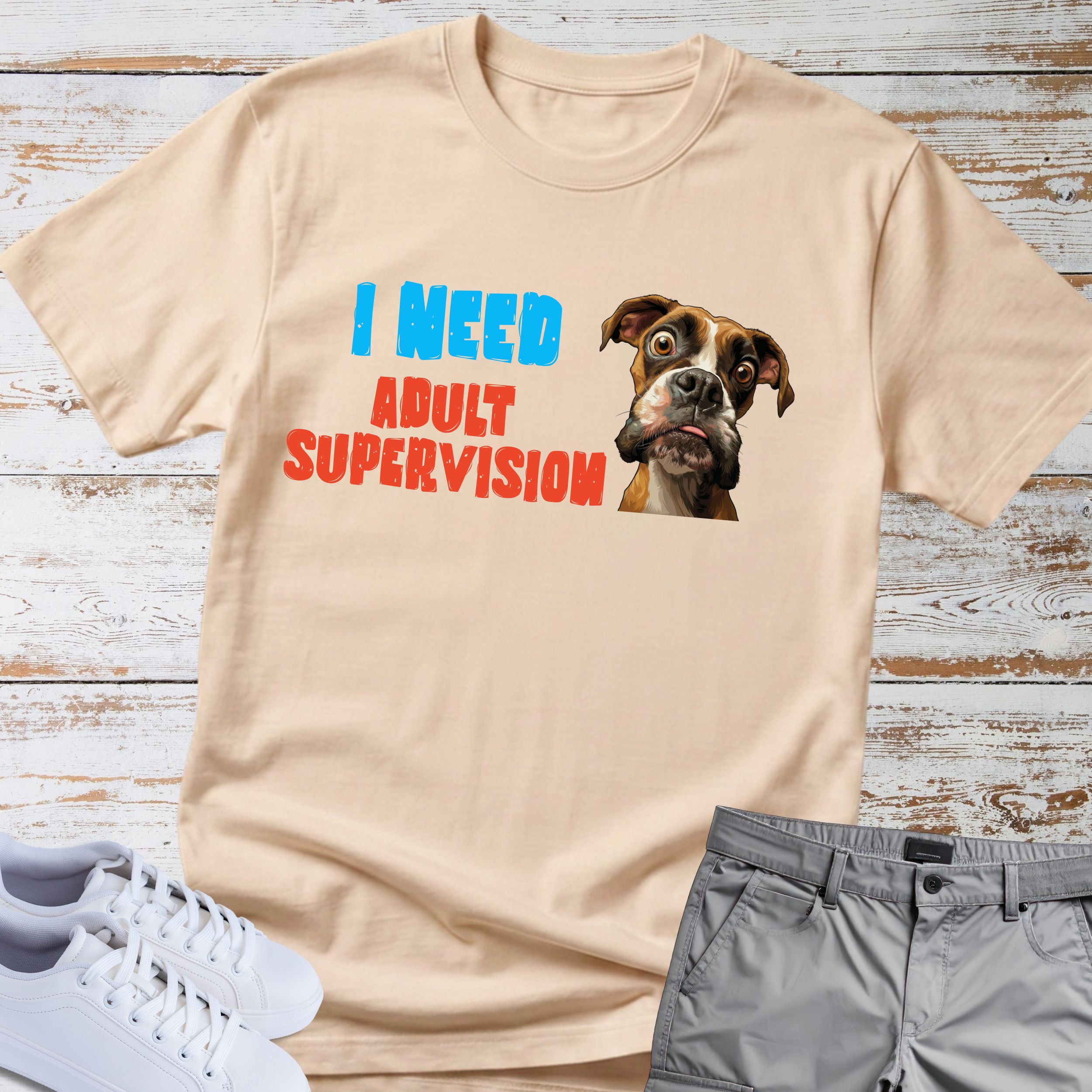 I Need Adult Supervision Boxer Dog T-Shirt, Funny Boxer Lover Shirt, Goofy Boxer Tee, Boxer Owner Gift, Dog Humor Apparel