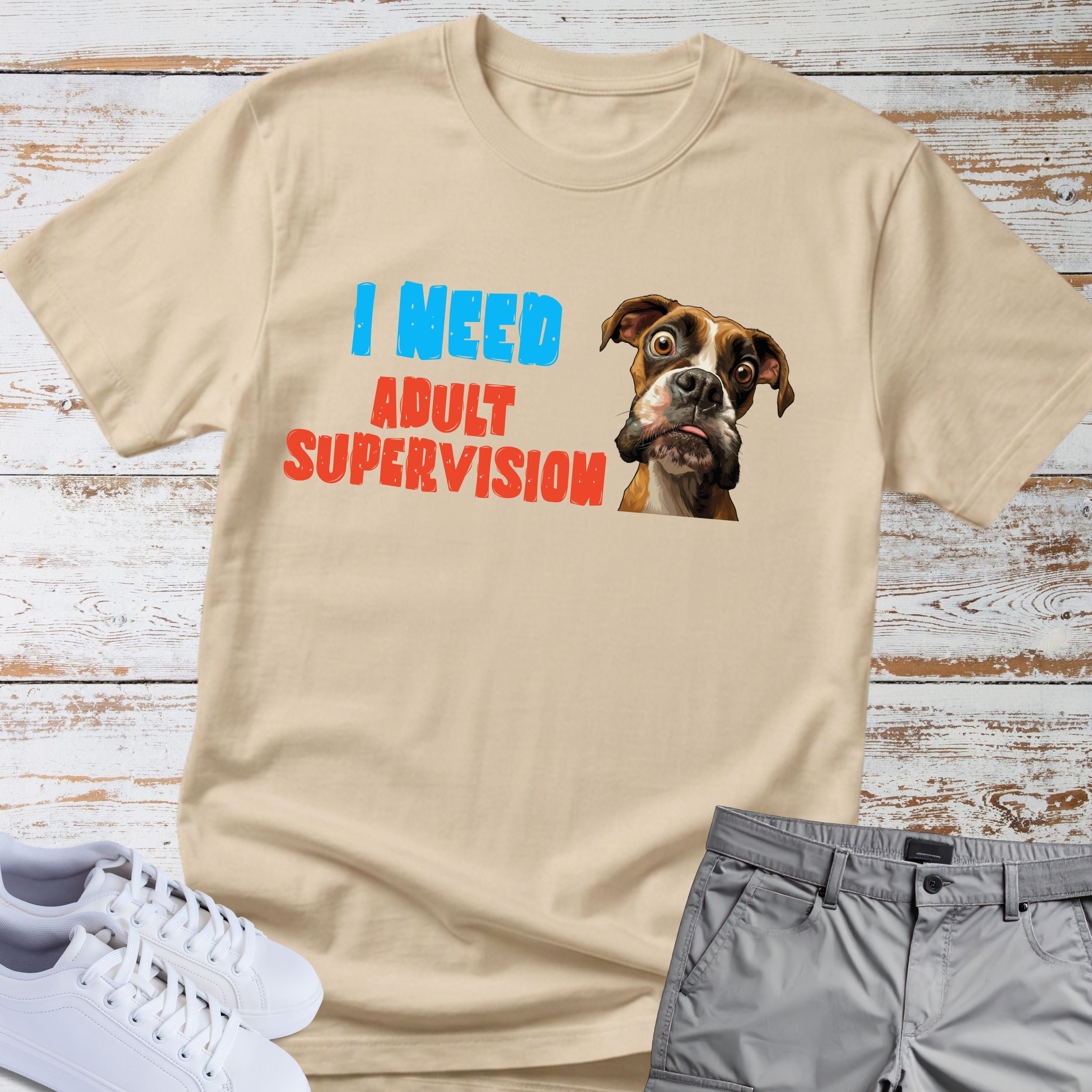 I Need Adult Supervision Boxer Dog T-Shirt, Funny Boxer Lover Shirt, Goofy Boxer Tee, Boxer Owner Gift, Dog Humor Apparel