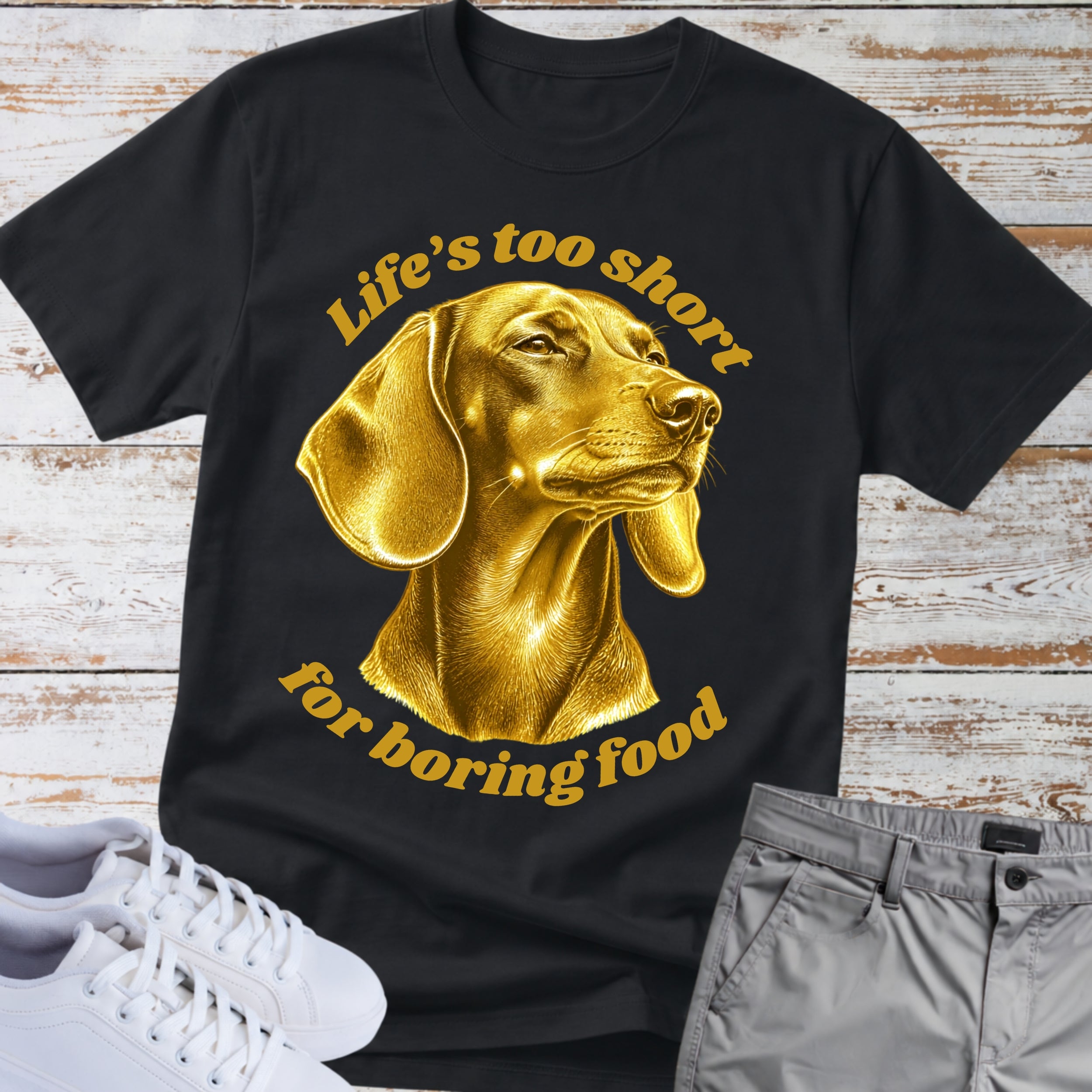 Dachshund "Life’s Too Short for Boring Food" T-Shirt