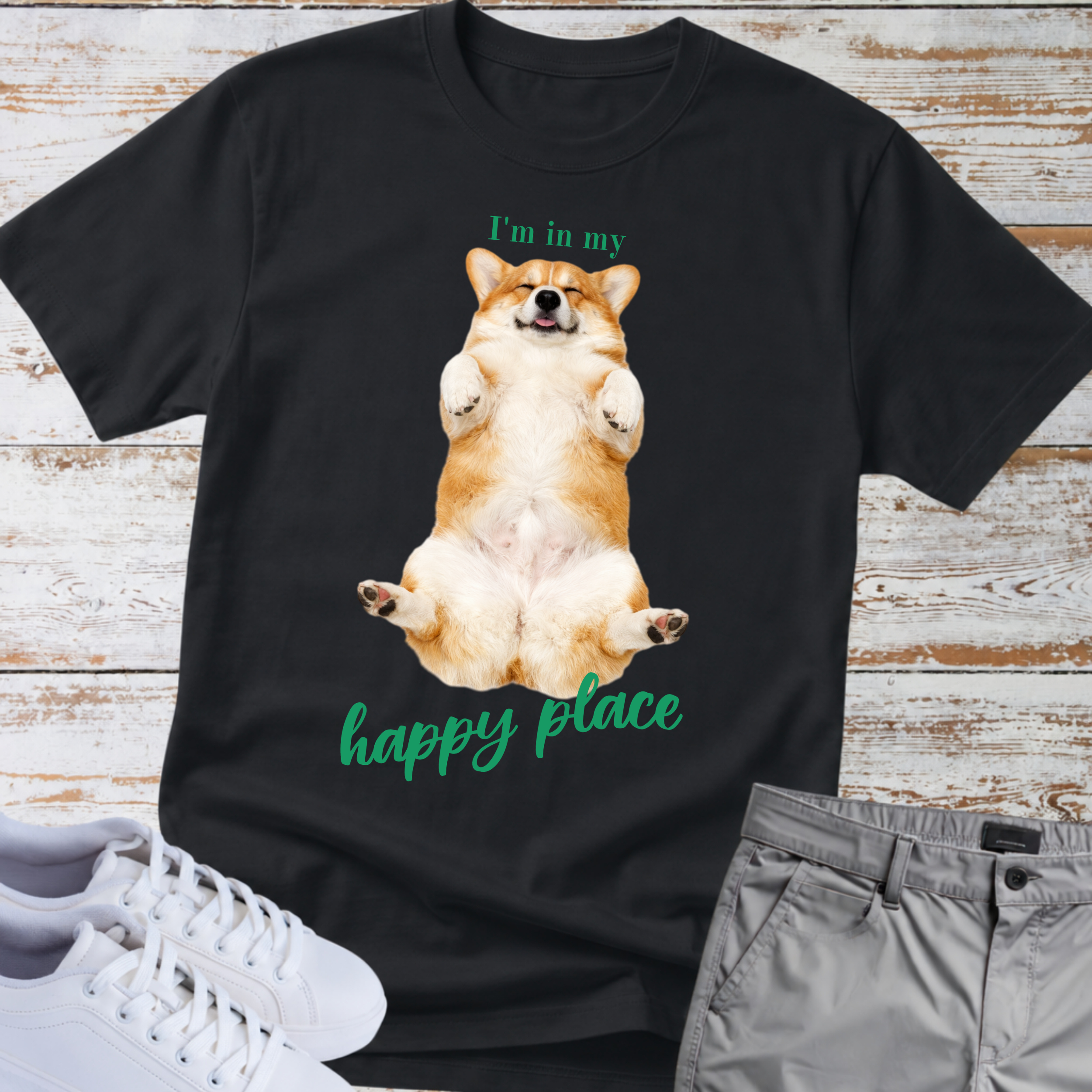 Corgi "I'm in my happy place" T-Shirt