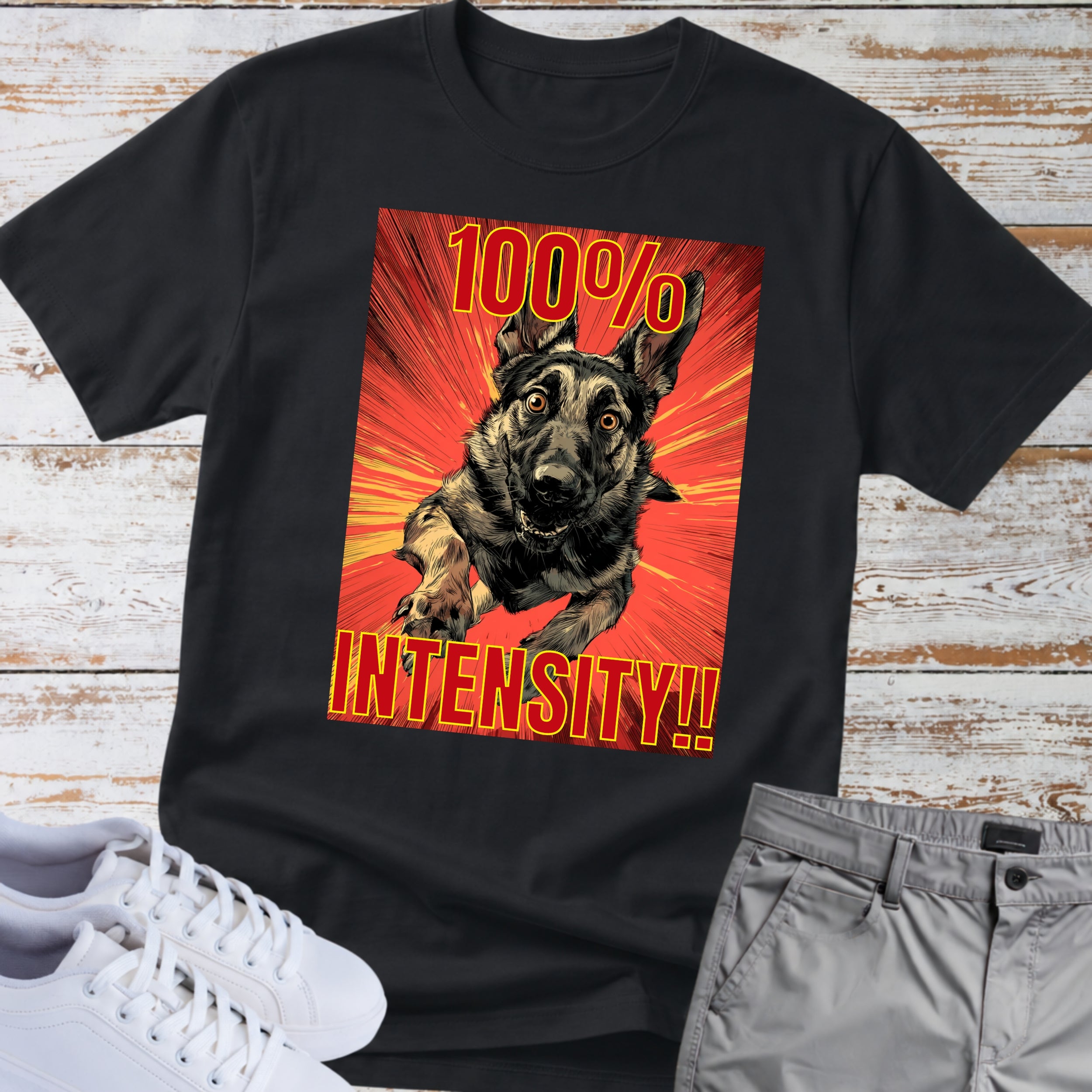 German Shepherd Bold Retro 100% Intensity T-Shirt