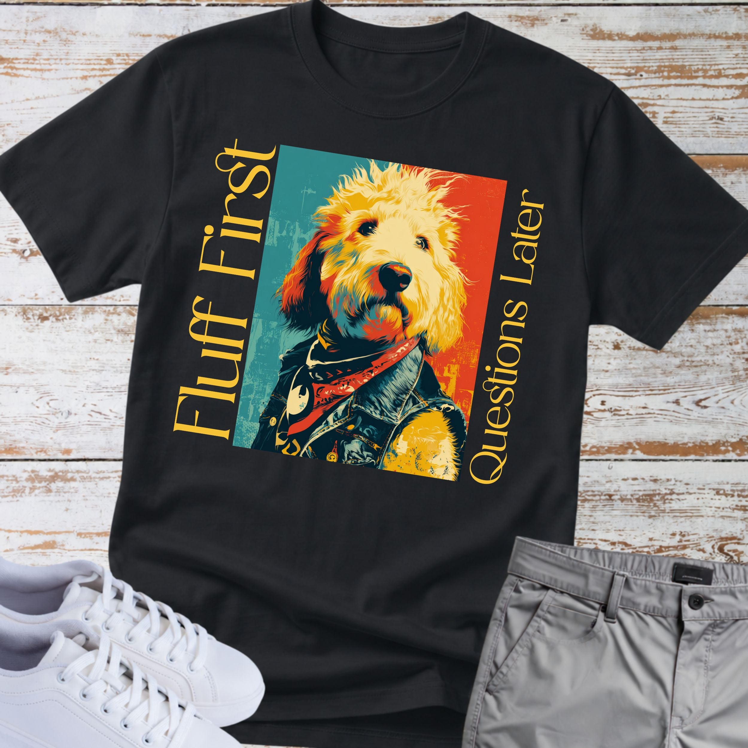 Goldendoodle Fluff First Questions Later T-shirt