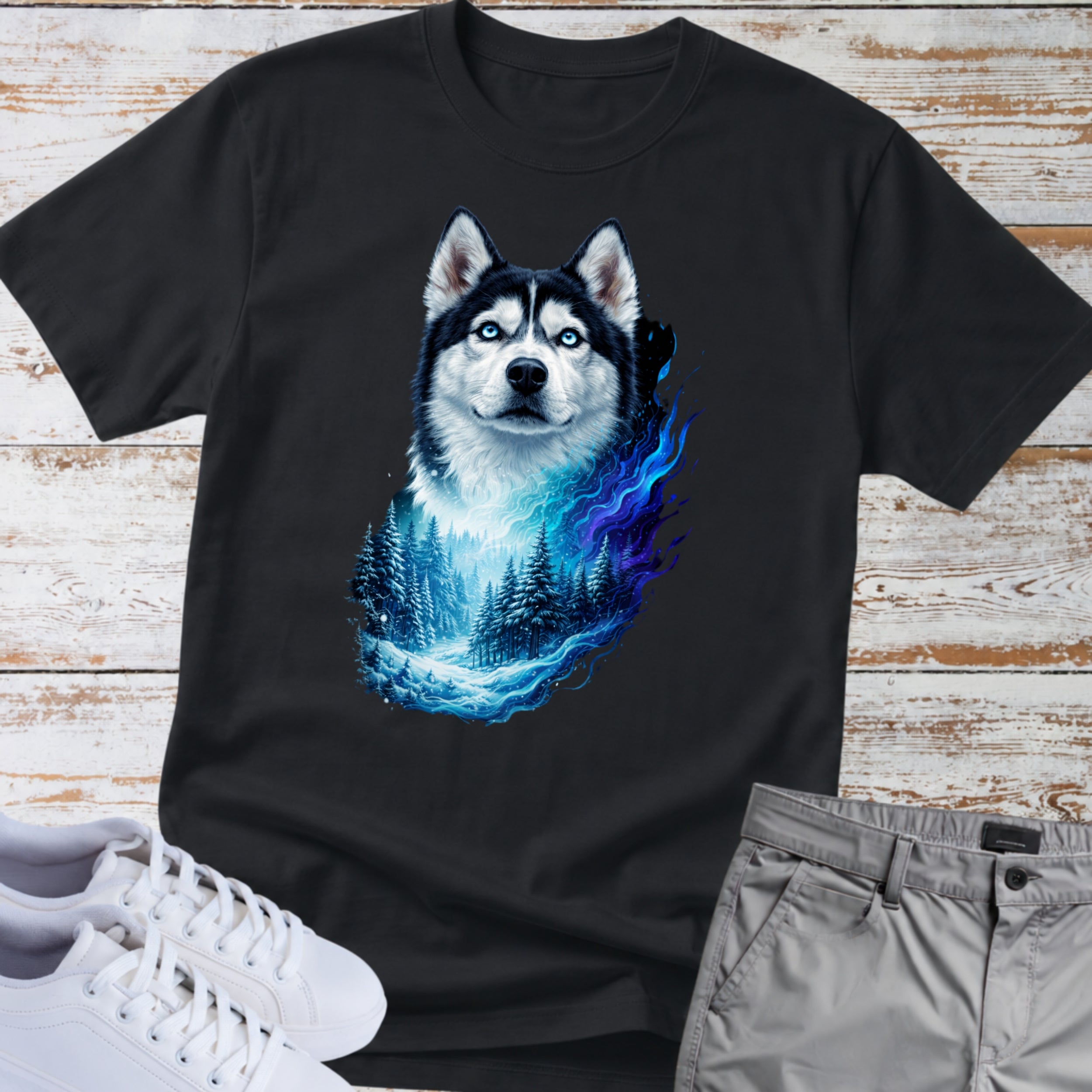 Siberian Husky Arctic Forest Tee