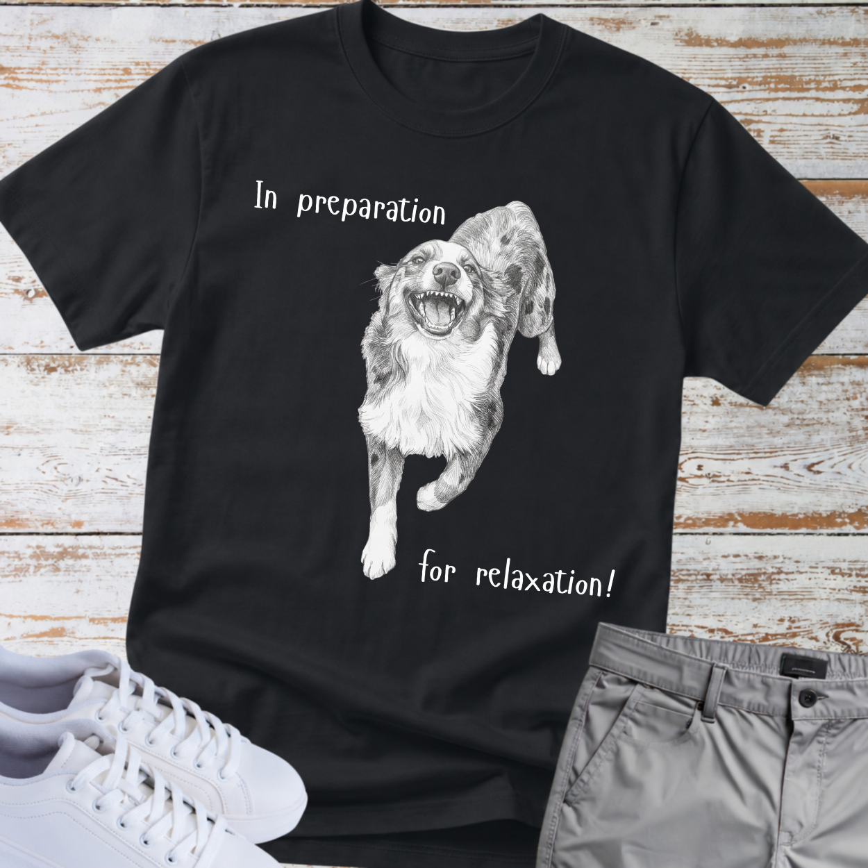 Australian Shepherd 'In Preparation for Relaxation' T‑Shirt