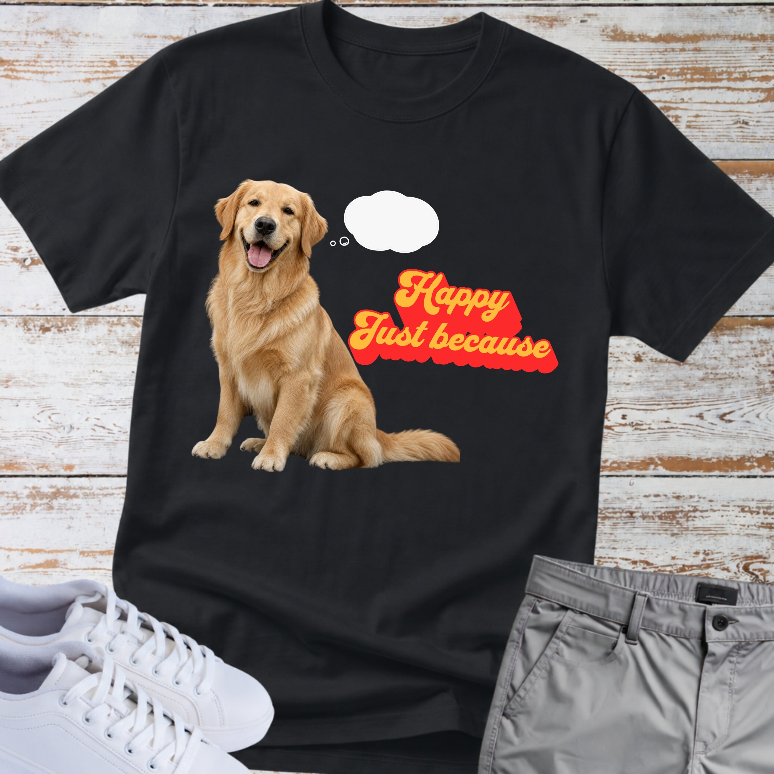 Golden Retriever "Happy Just Because" T-Shirt