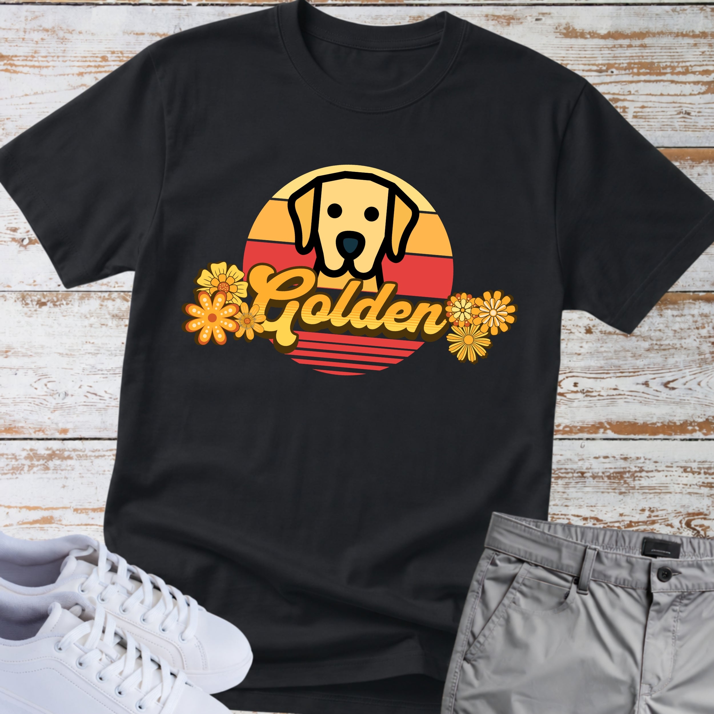 Golden Retriever Vintage Sunset T-Shirt