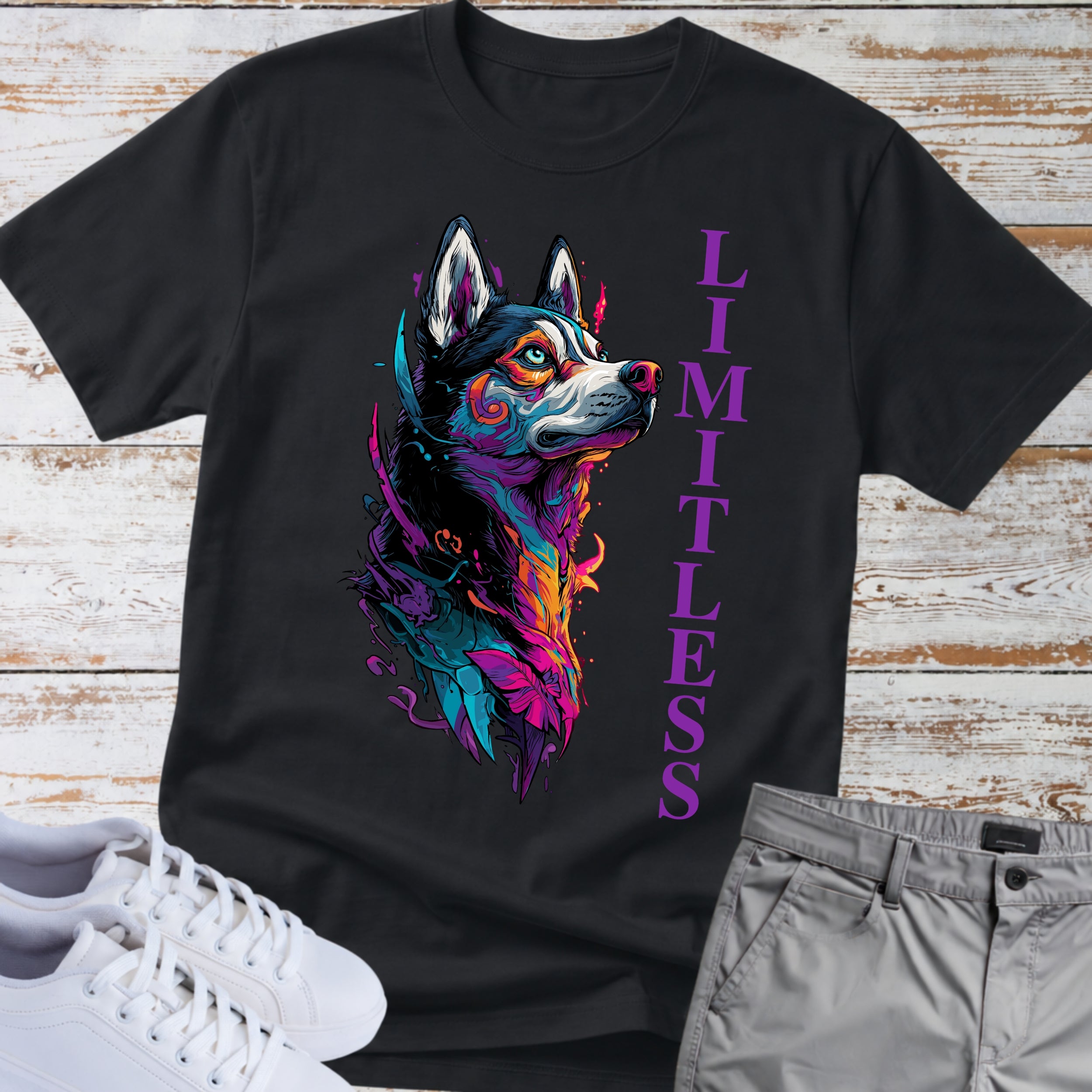 Limitless Colorful Siberian Husky T-Shirt