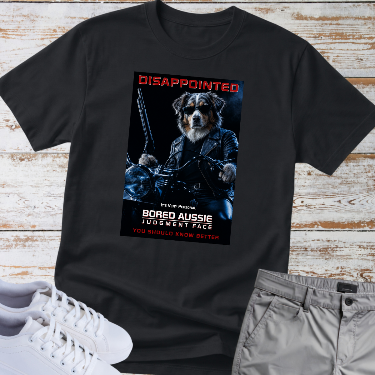 Disappointed Bored Dog Judgment Face — Australian Shepherd Tee