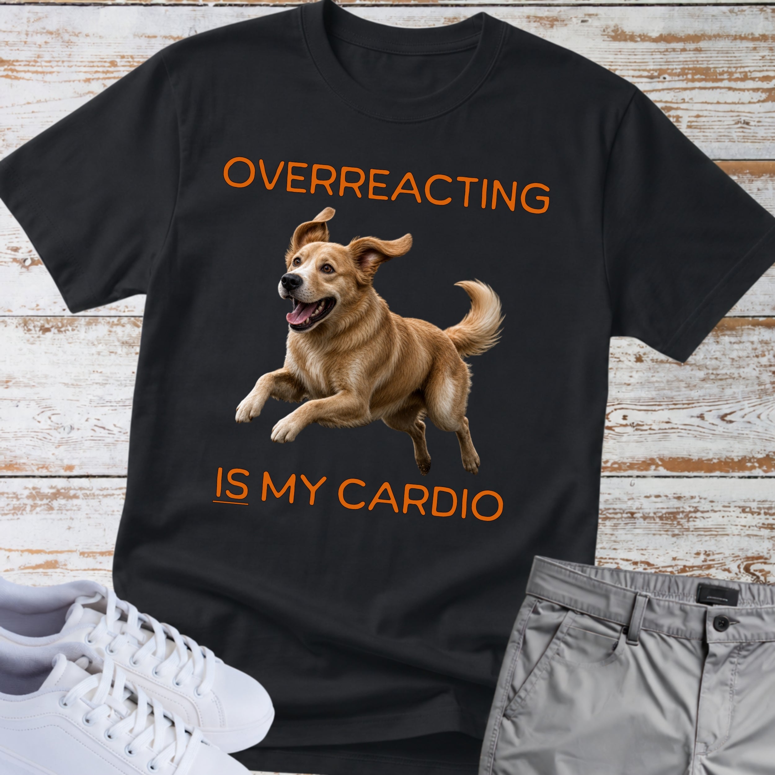 Golden Retriever "Overreacting Is My Cardio" T-Shirt