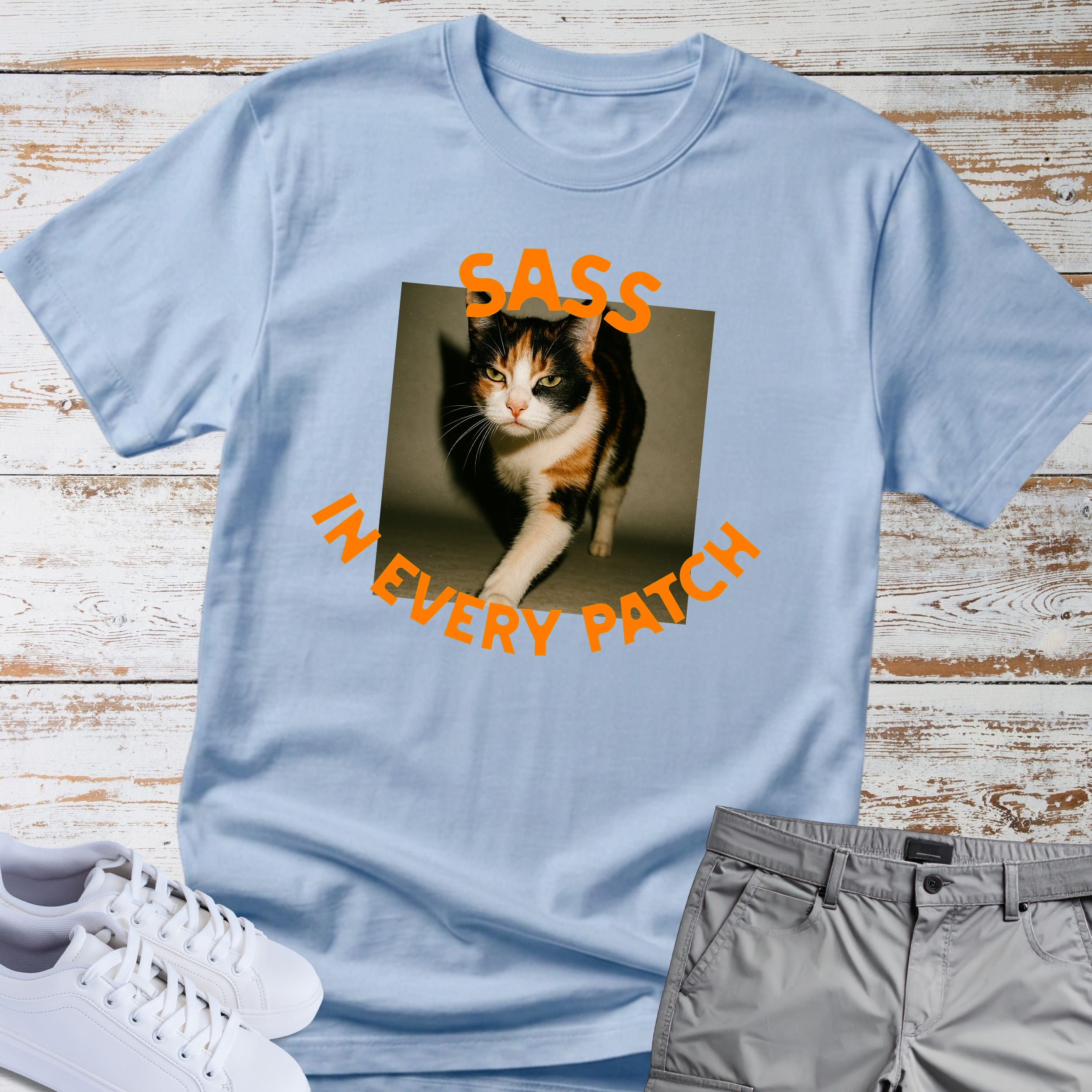 Cat "Sass in Every Patch" T-shirt