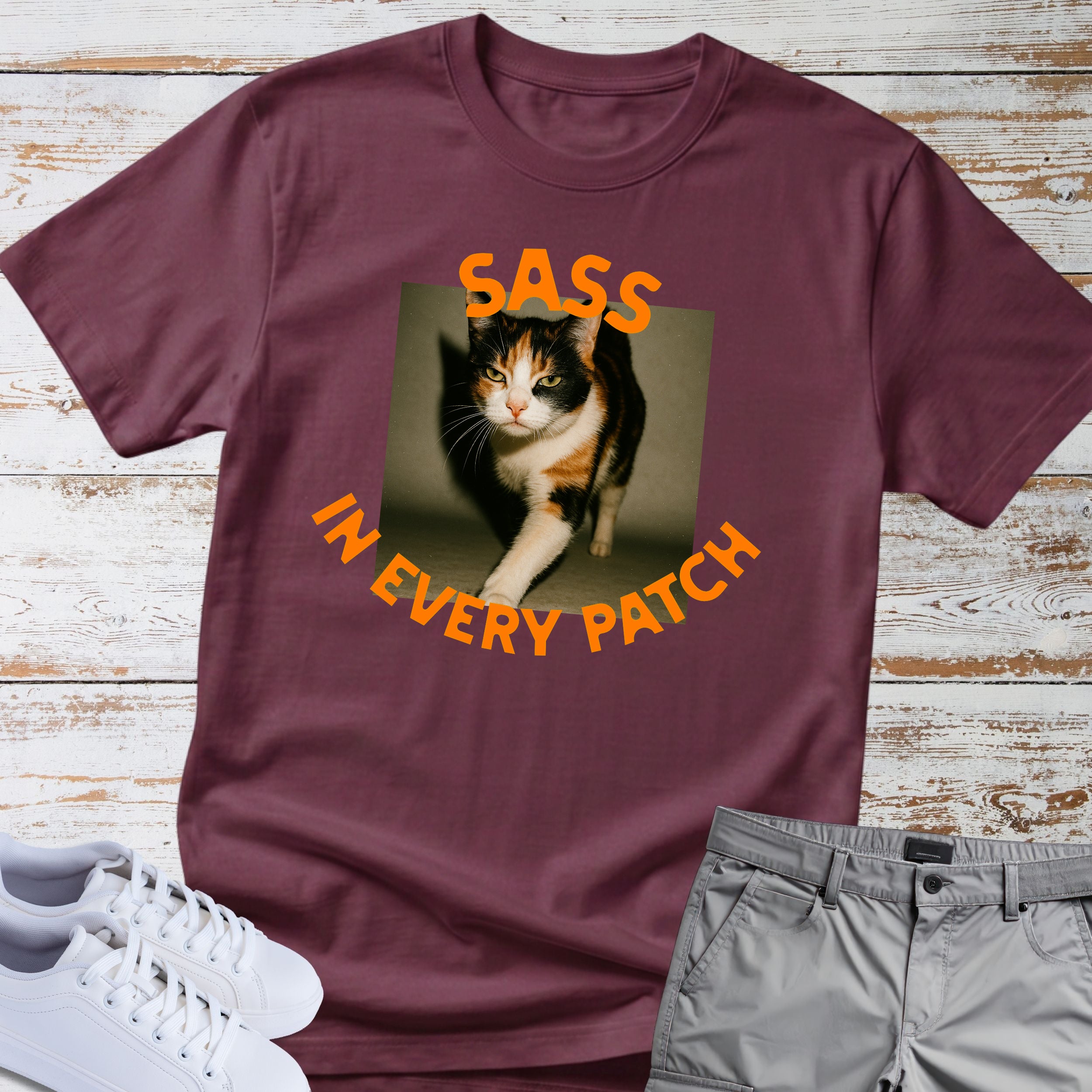Cat "Sass in Every Patch" T-shirt