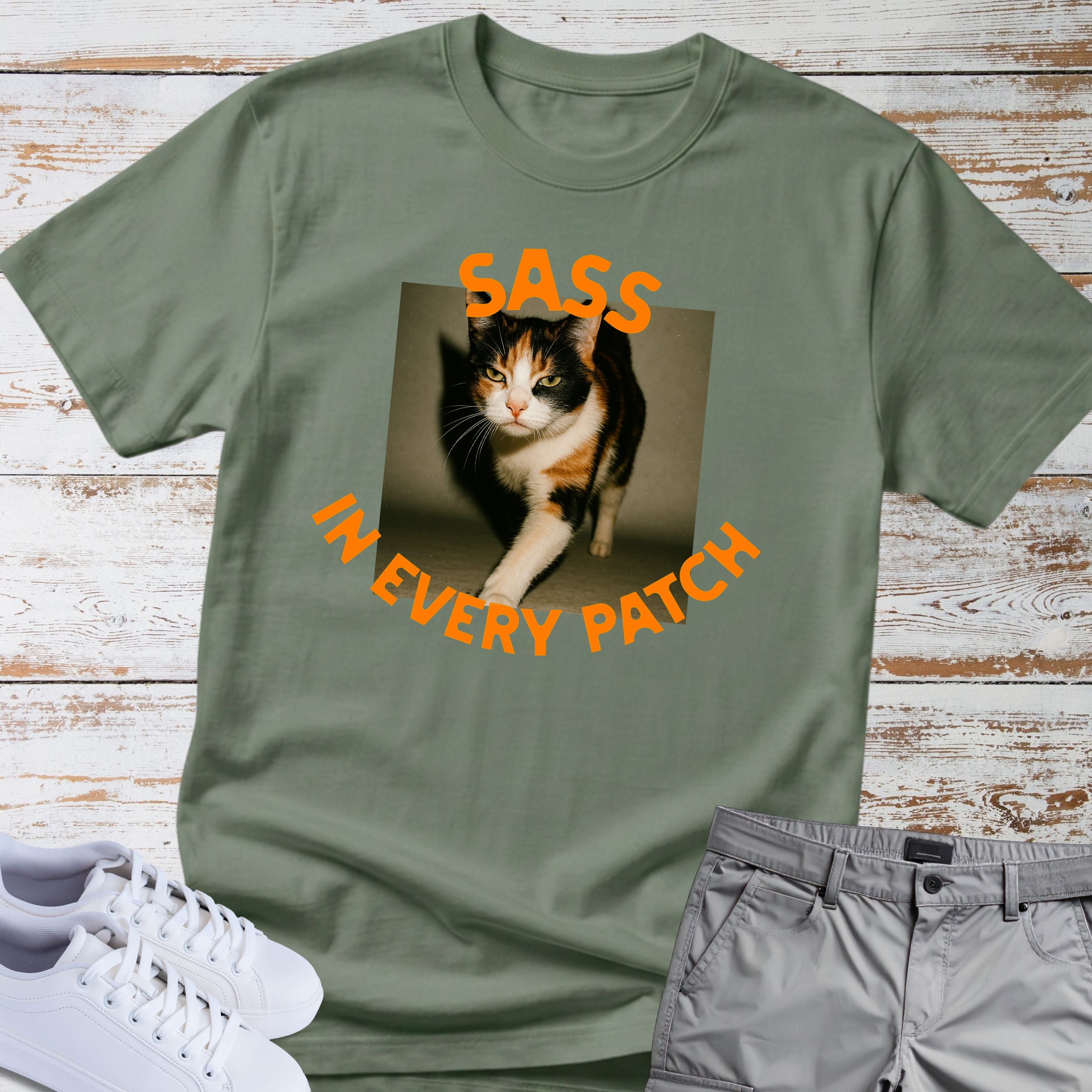 Cat "Sass in Every Patch" T-shirt